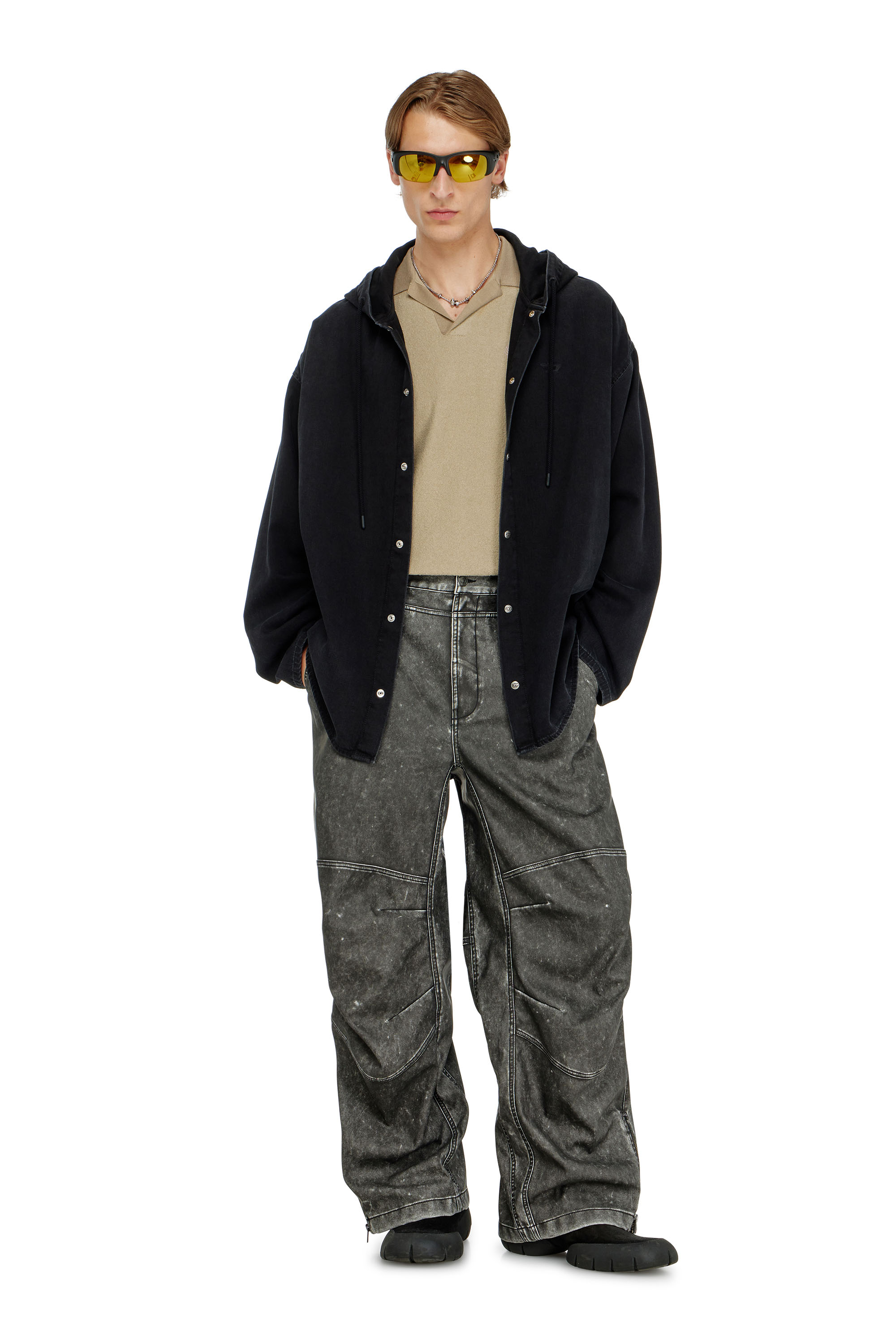 Diesel - P-DELLY-NJCJ, Pantalon en mati&egrave;re contrecoll&eacute;e effet us&eacute; Homme in ToBeDefined - 1