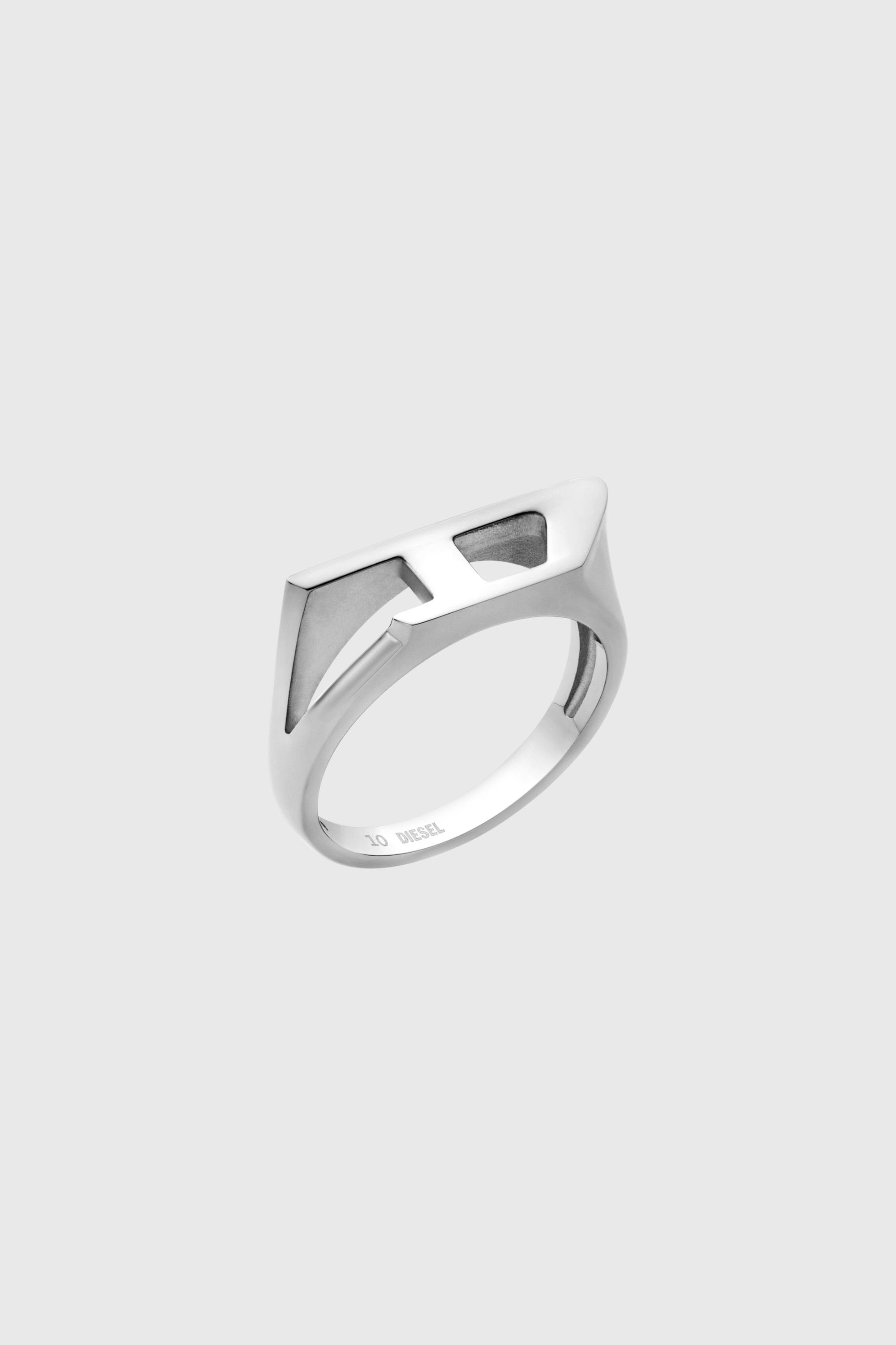Diesel - DX1638040 JEWELLERY, Bague chevali&egrave;re en acier inoxydable Mixte in Gris argent&eacute; - 1