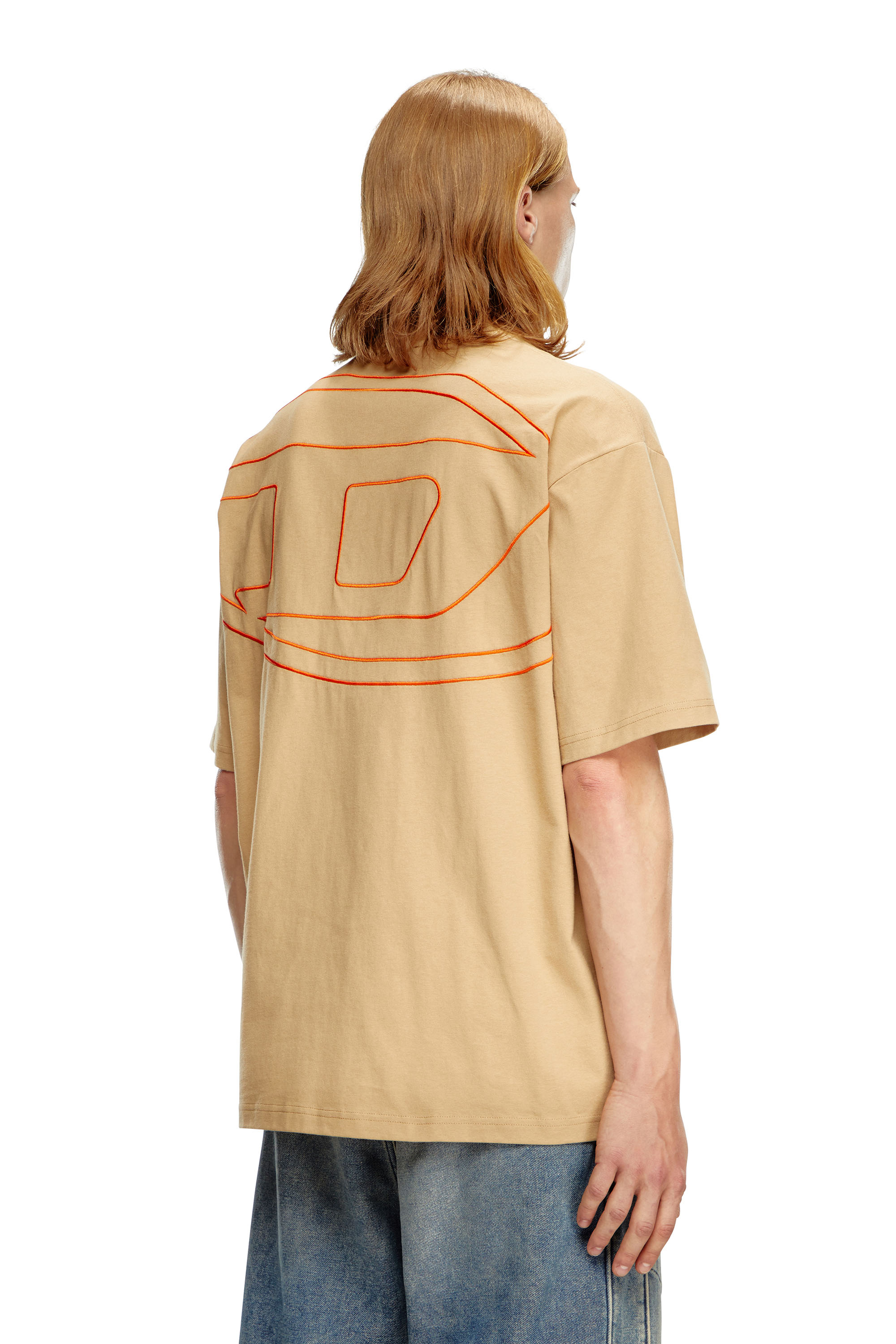 Diesel - T-BOGGY-MEGOVAL-D, Herren T-Shirt mit großer Oval D-Stickerei in Hellbraun - 4