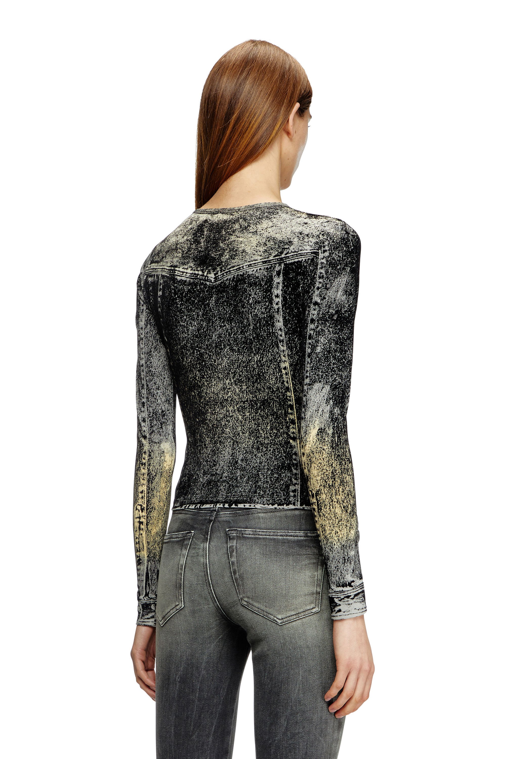 Diesel - T-AXY, Woman's Long sleeve top with jacket print in Dark grey - 4