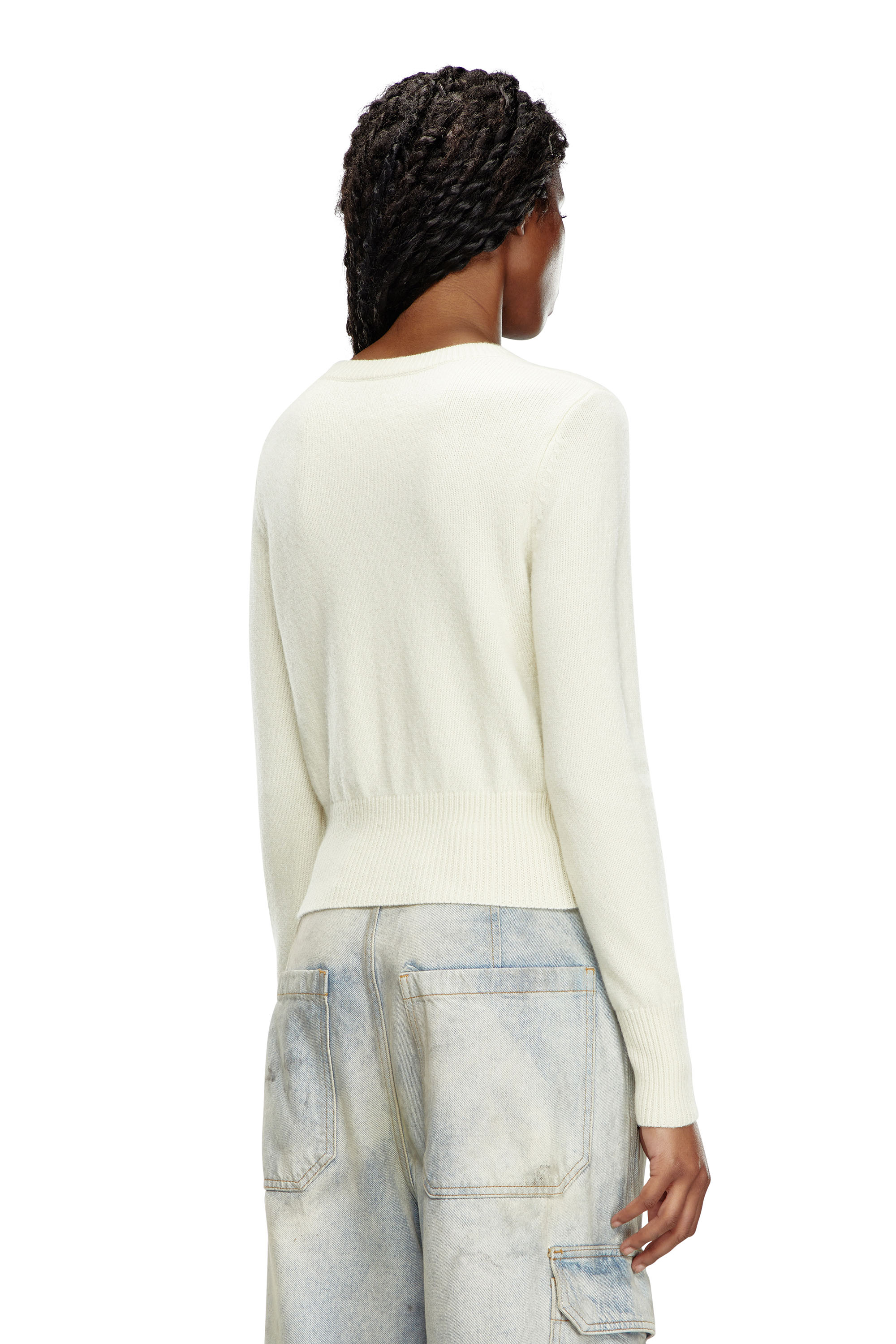 Diesel - M-AREESA, Woman Jumper with embroidered cut-out logo in White - Image 4