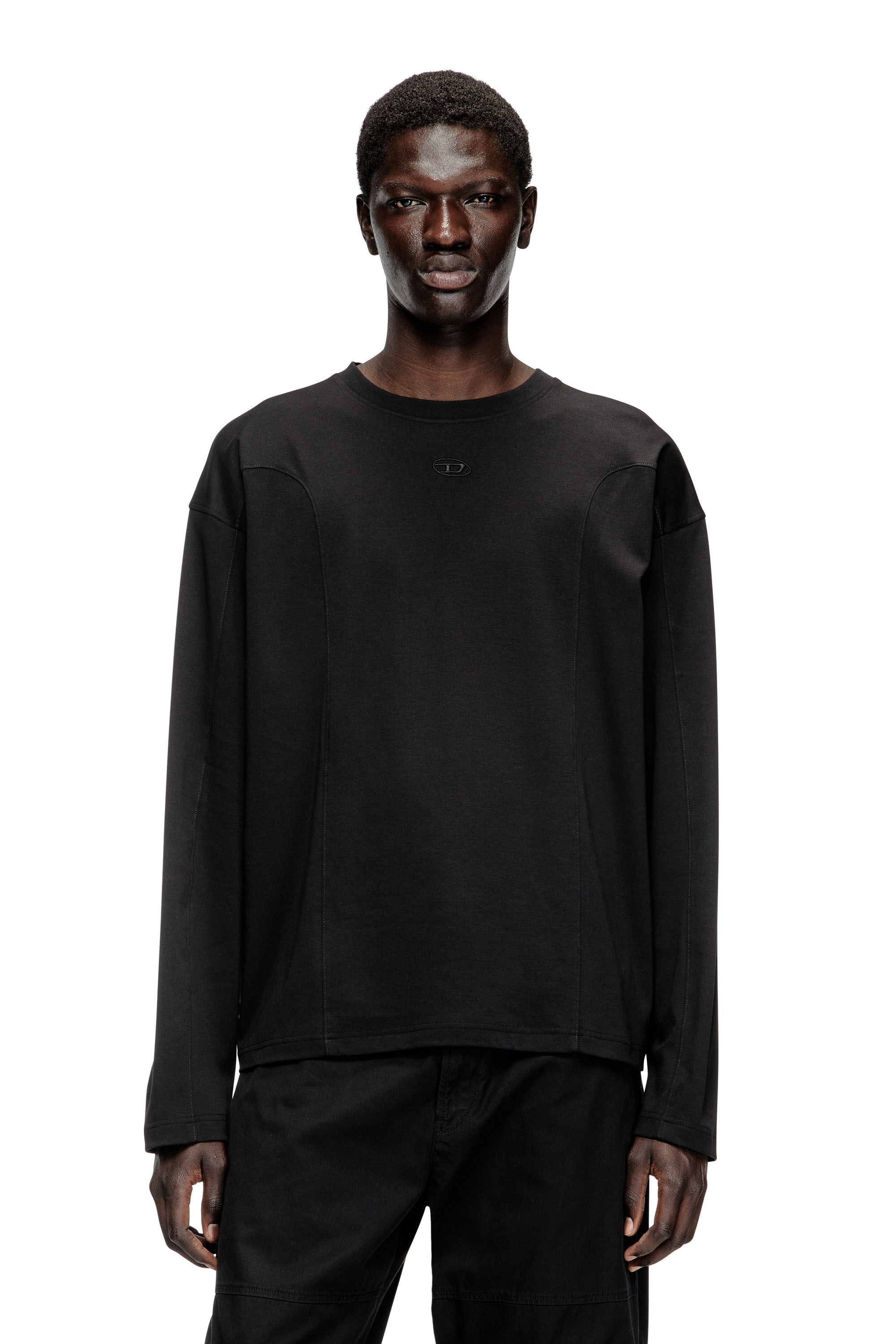 Diesel - T-BOXT-LS-INT, T-shirt a manica lunga con pannelli Uomo in Nero - 1