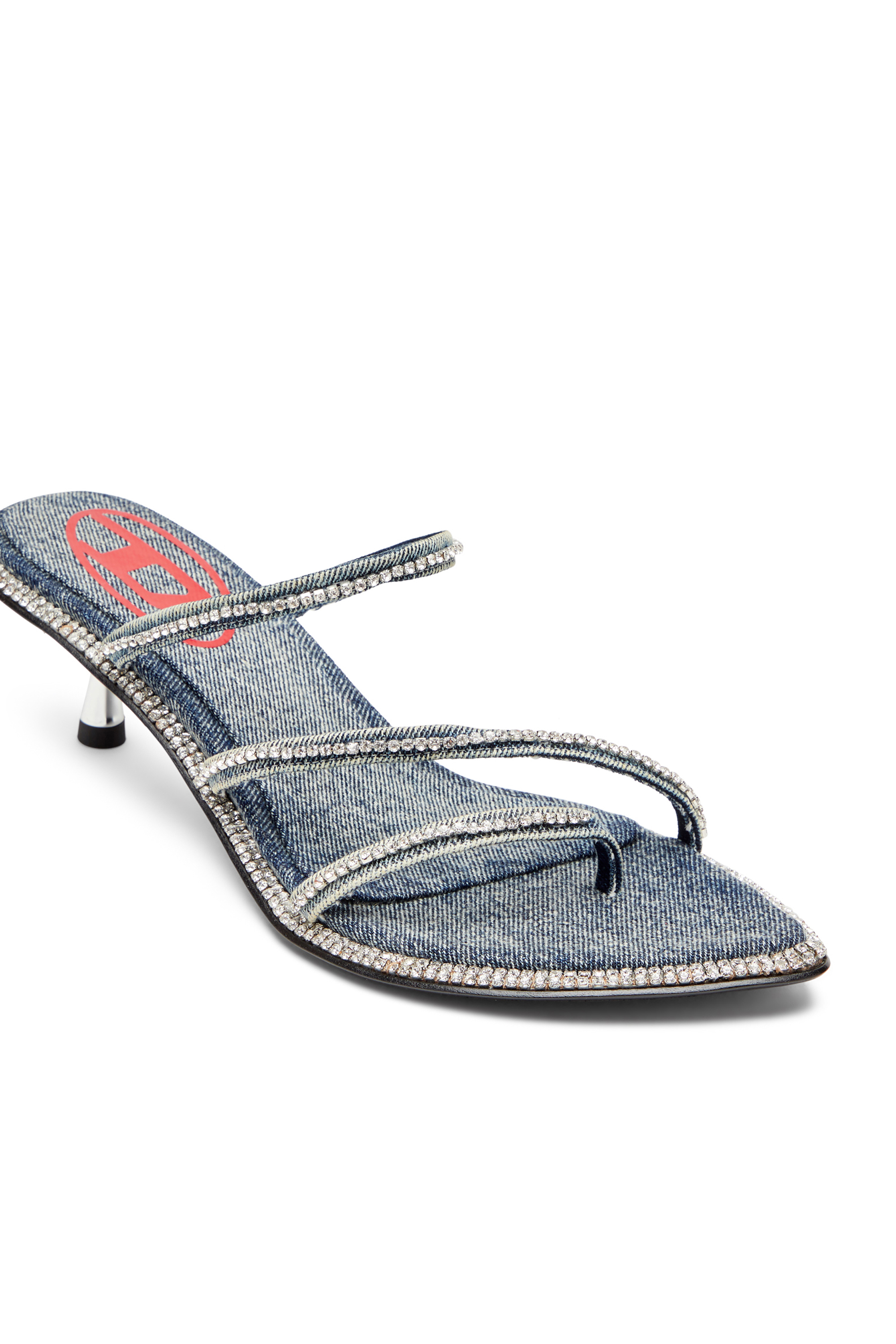 Diesel - D-HAVANNA KITTIE, D-Havanna-Mules à petits talons en denim avec cristaux Femme in Bleu - 5