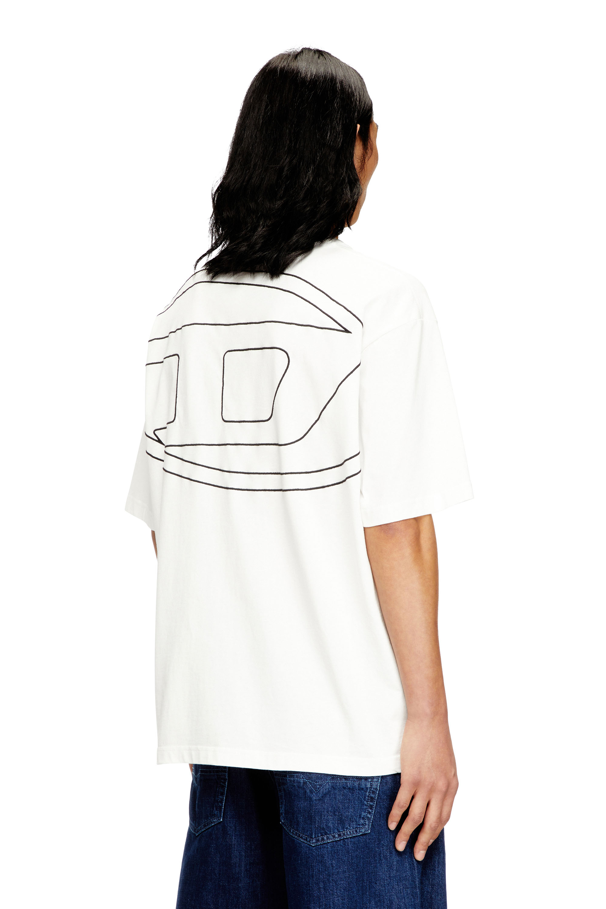 Diesel - T-BOGGY-MEGOVAL-D, T-shirt con maxi-ricamo oval D Uomo in Bianco - 4