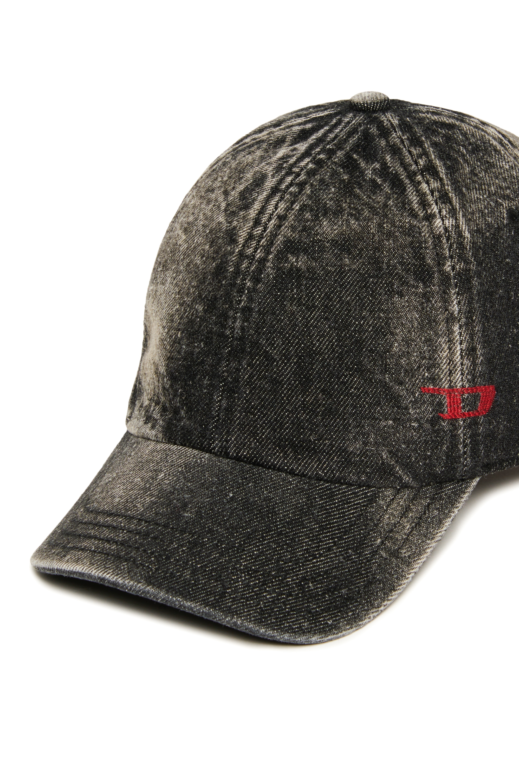 Diesel - FCLUPUS, Casquette de baseball délavée en denim avec logo D Mixte in Noir - 3