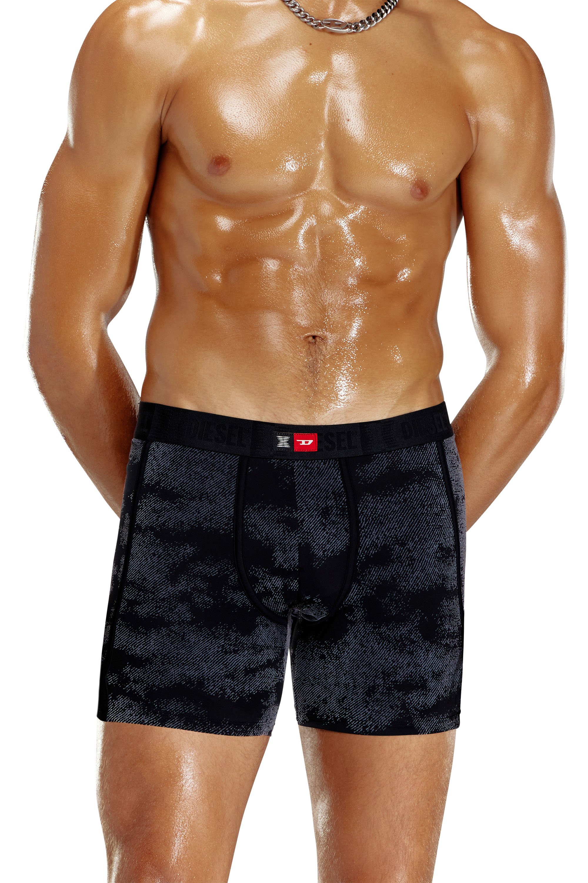 Diesel - FLOCKED-BOXER-BRIEFS, Boxer in microfibra flock Uomo in Nero - 2