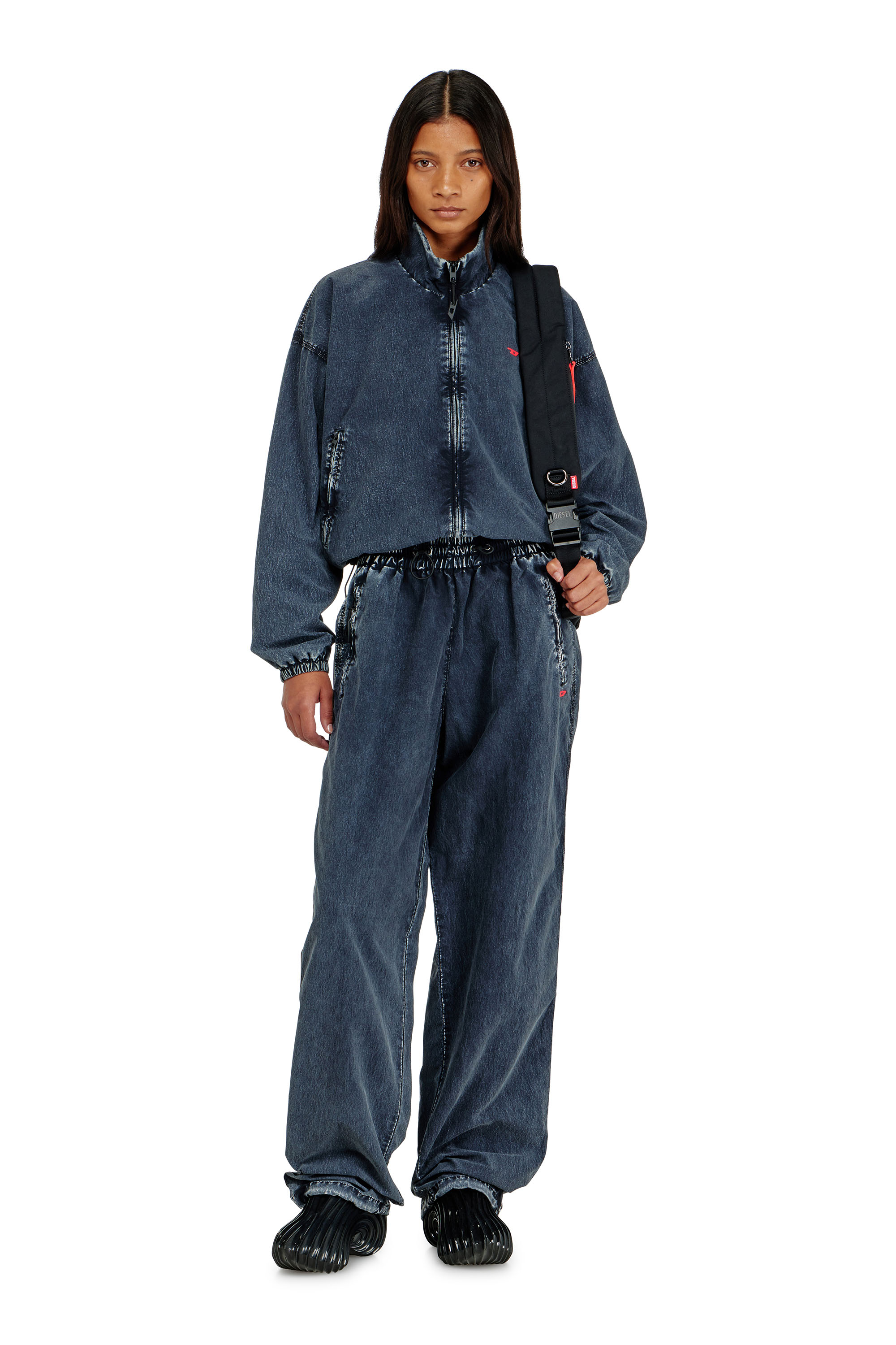 Diesel - G-LEAMER, Giacca windbreaker in taslan acid-wash Donna in Blu - 2