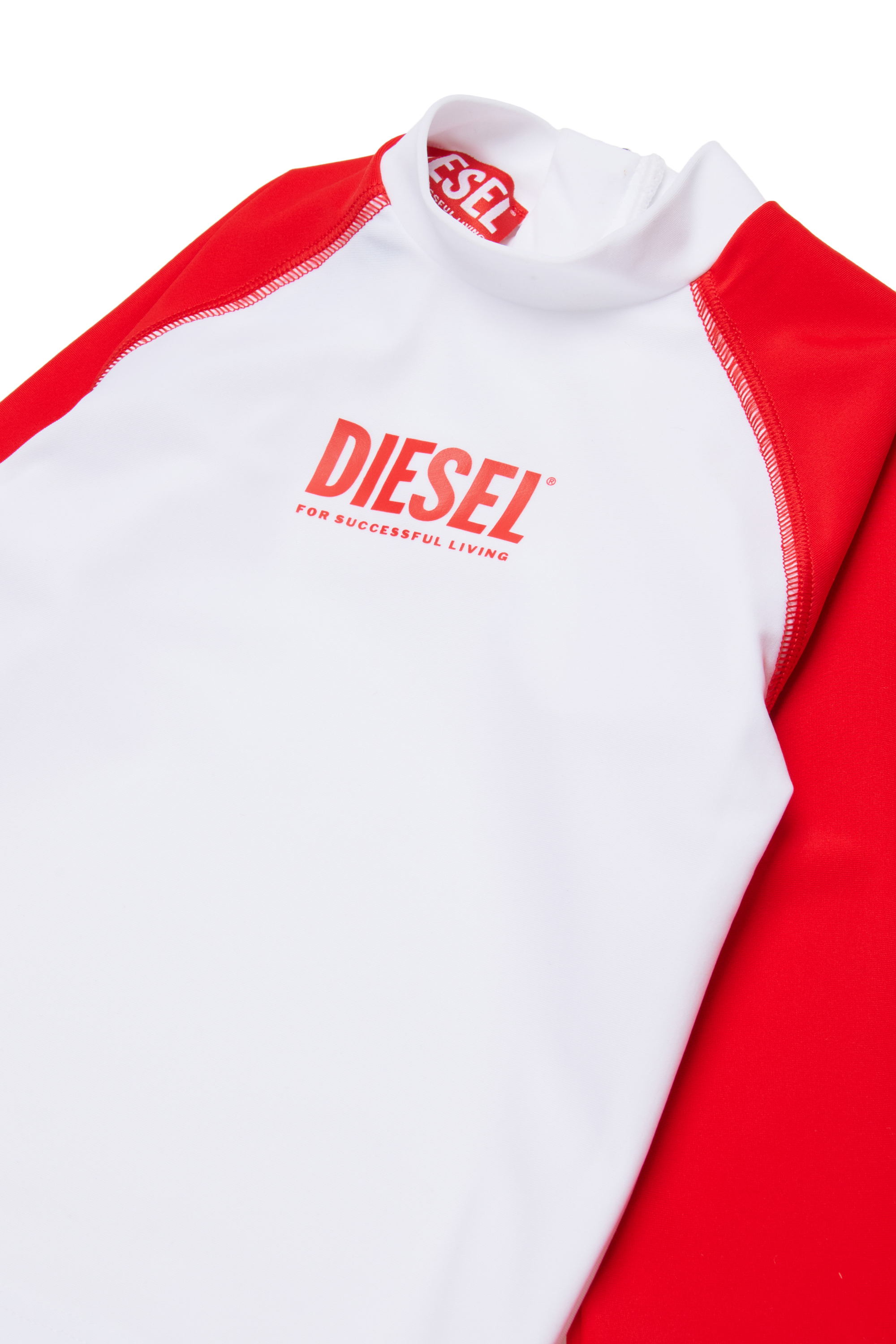 Diesel - MTRIB, Herren Rashguard mit hohem Kragen in Weiss/Rot - 3
