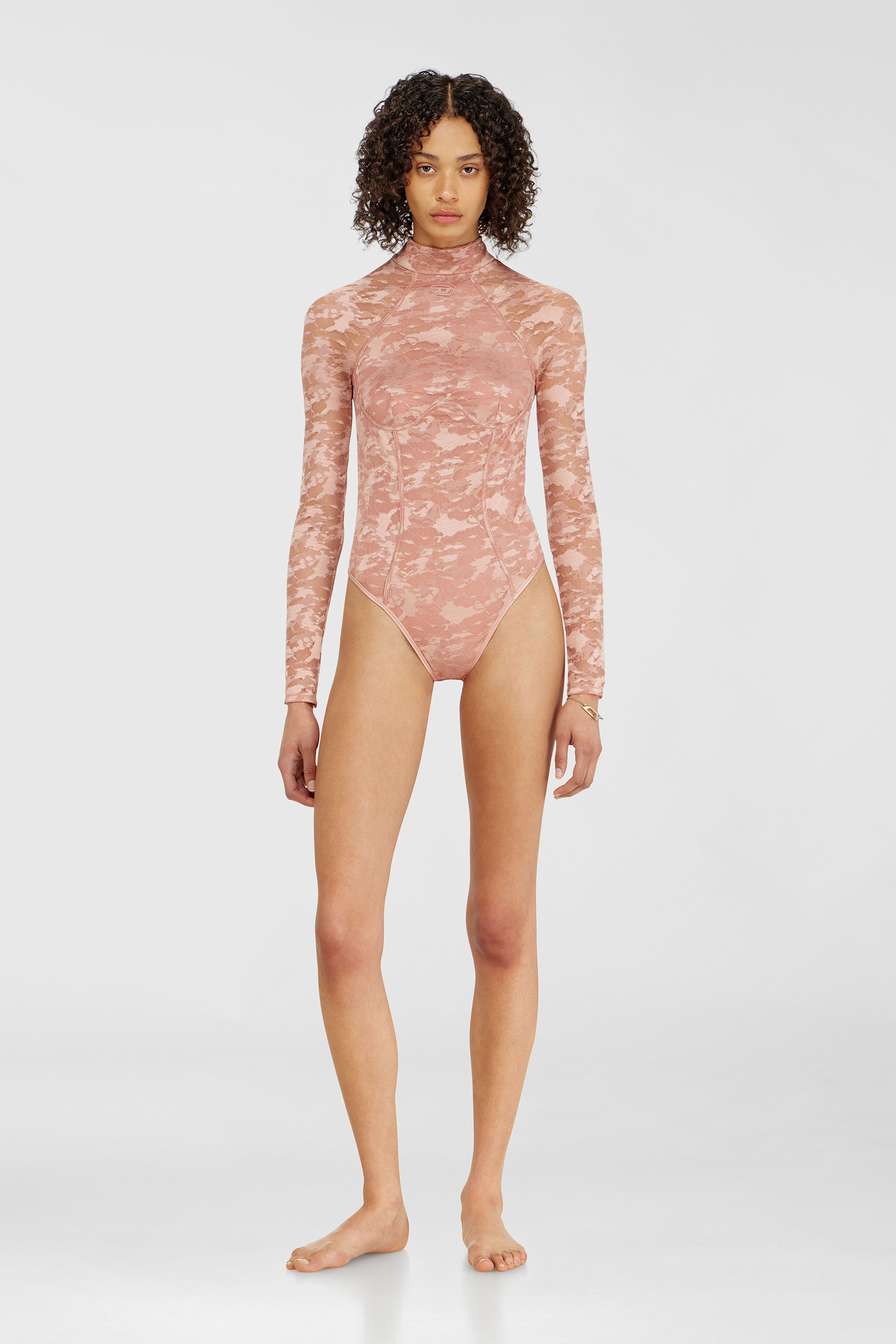 Diesel - VIVIAN-UTLT, Body in pizzo di nylon con schiena scoperta Donna in Rosa - 2