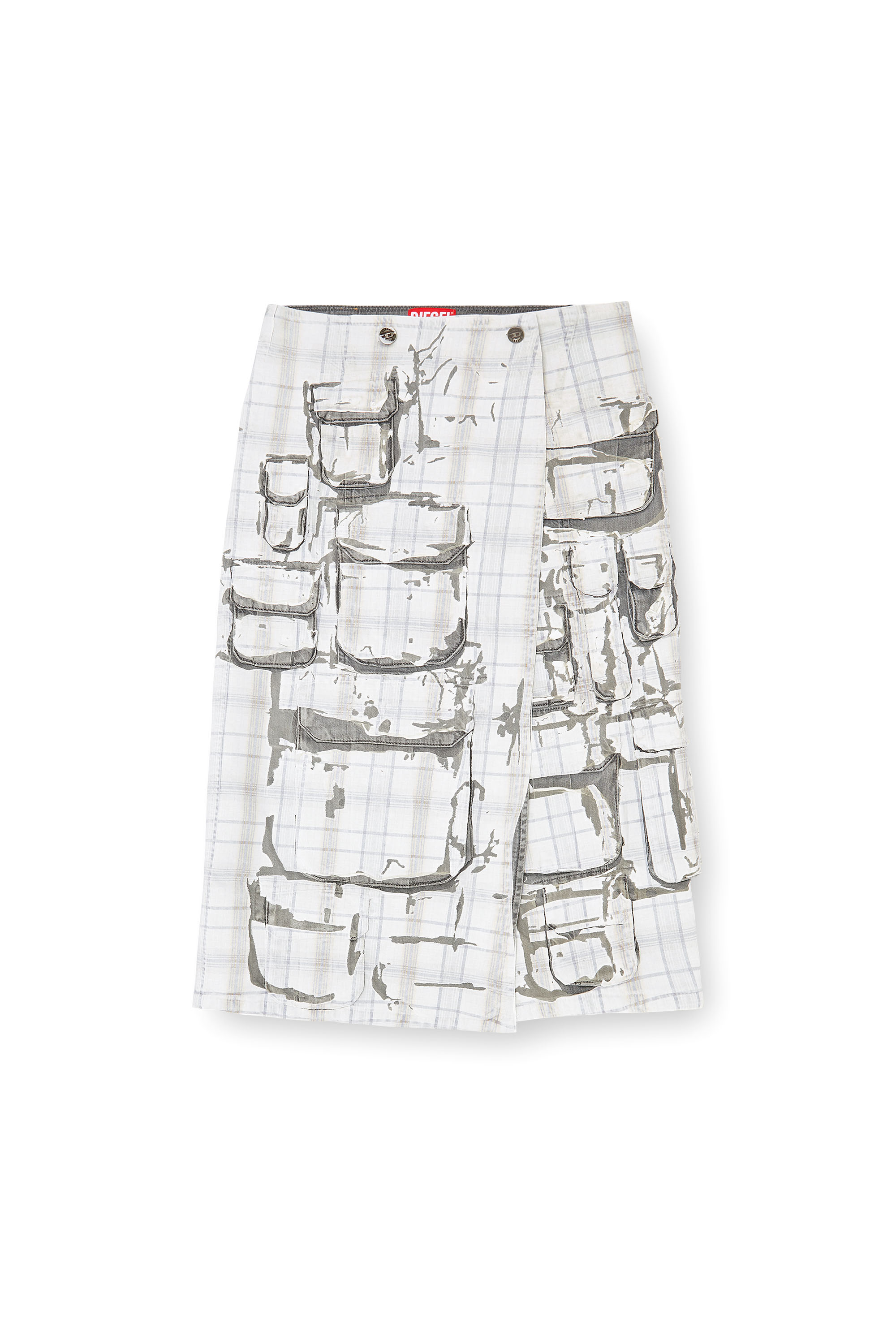 Diesel - DE-VORIN-FSI1, Damen Jeans-Midirock mit Peel-off-Effekt in Grau - 2