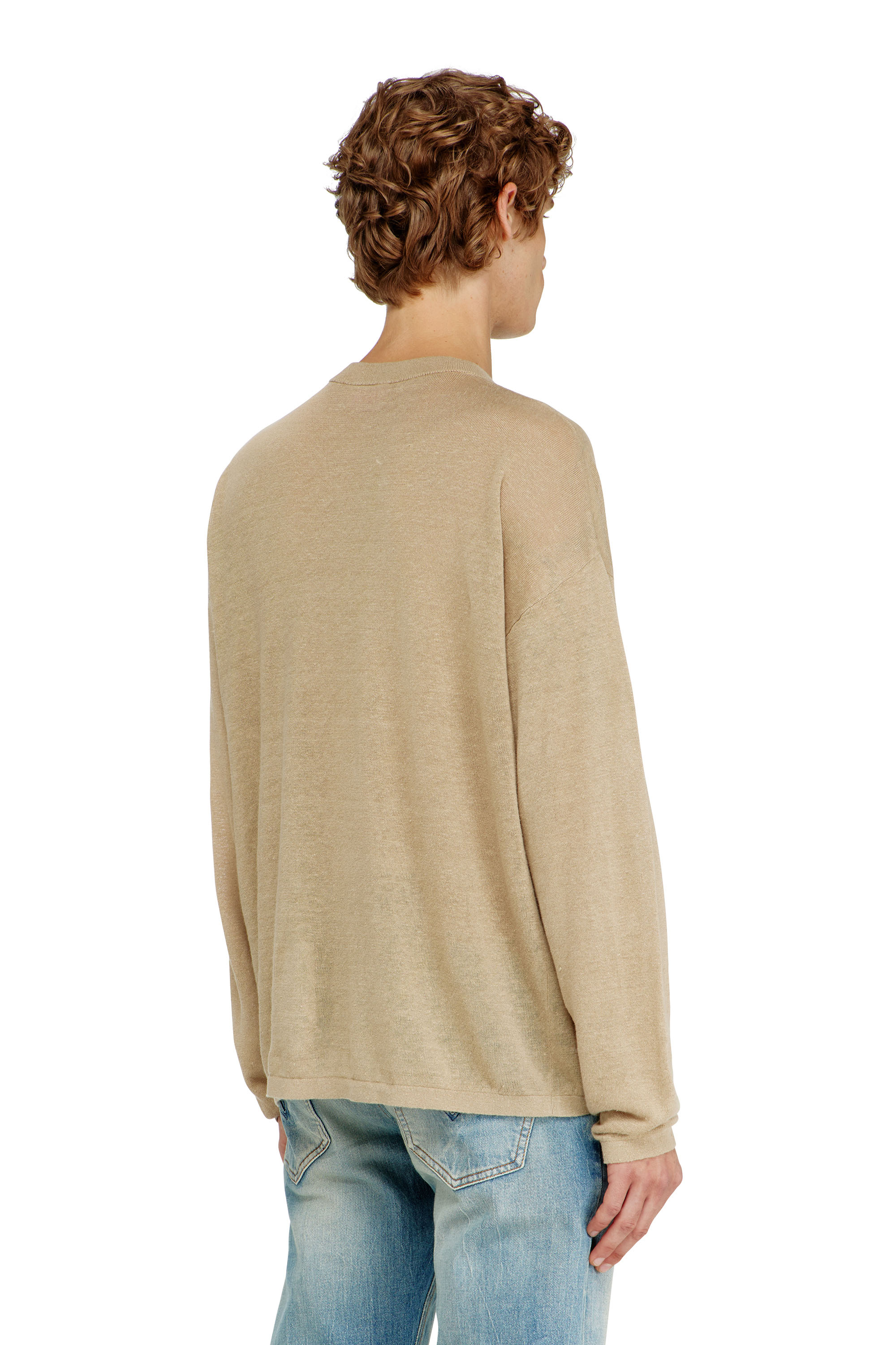 Diesel - K-ARMINS, Herren Leinenpullover mit verblasstem Phoenix-Print in Beige - 4