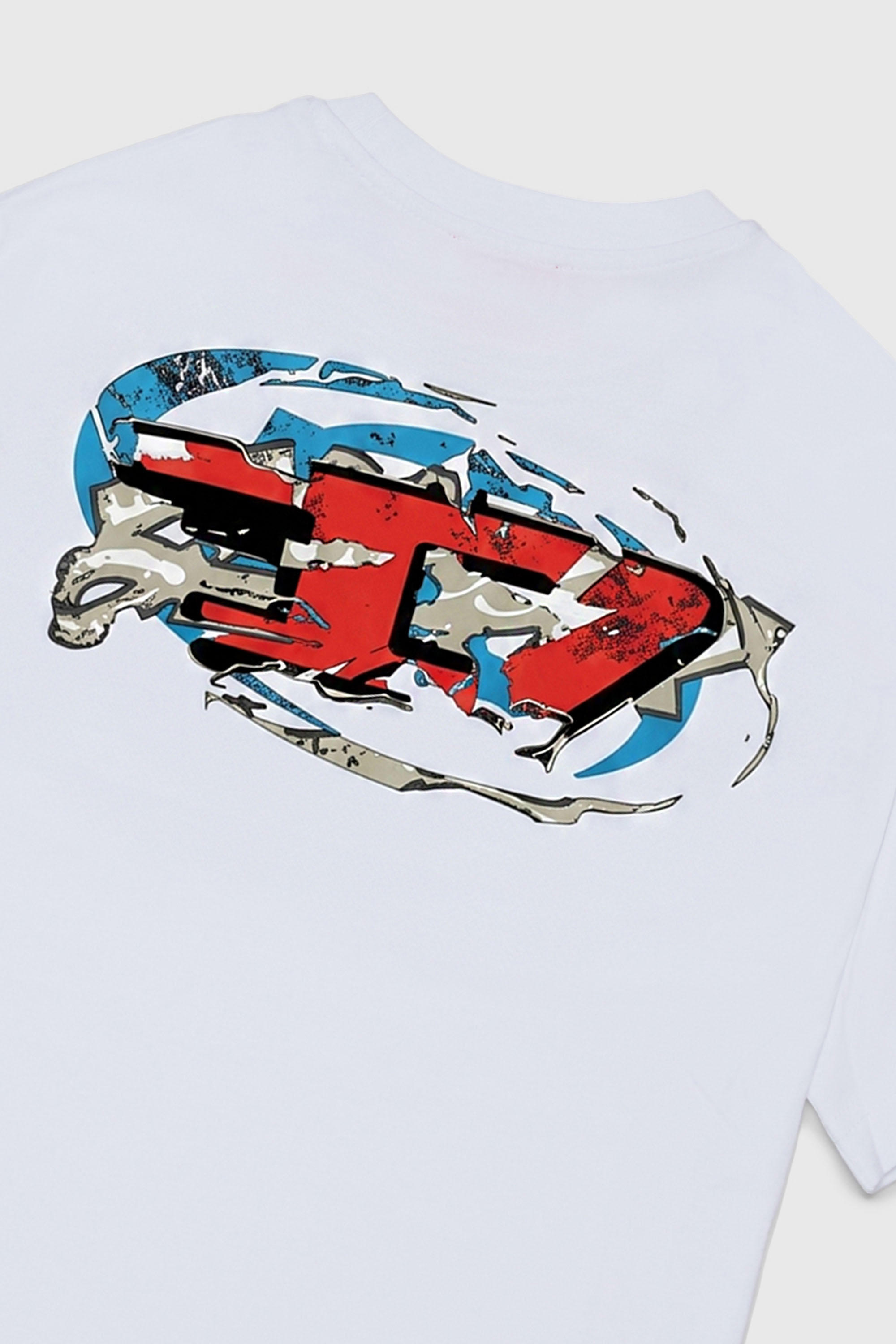 Diesel - TSCRAP OVER, T-shirt con ricamo Oval D e stampa flock Uomo in Bianco - 4