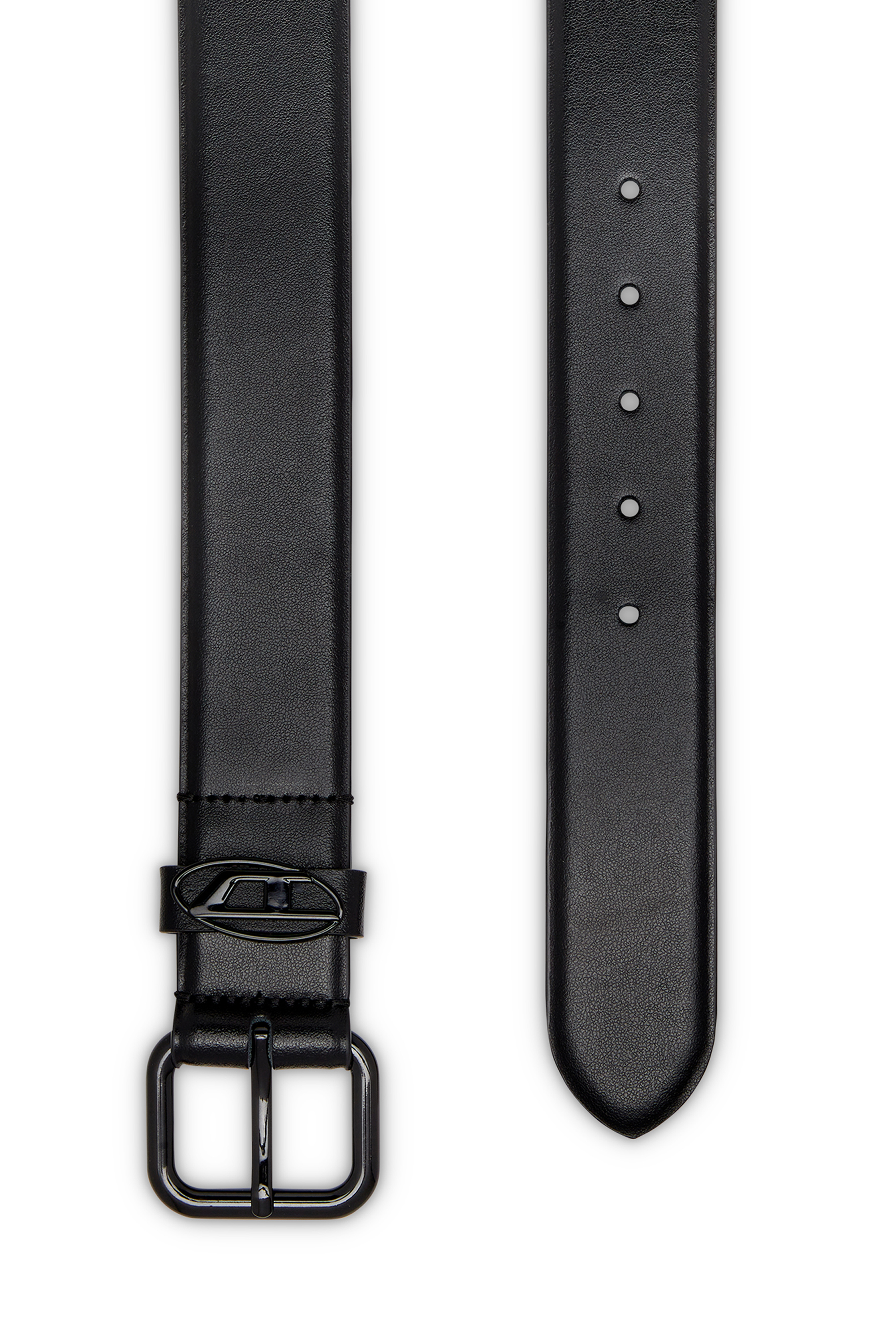 Diesel - B-1DR OVAL D LOOP, Ceinture en cuir avec plaque à logo Mixte in Noir - 2