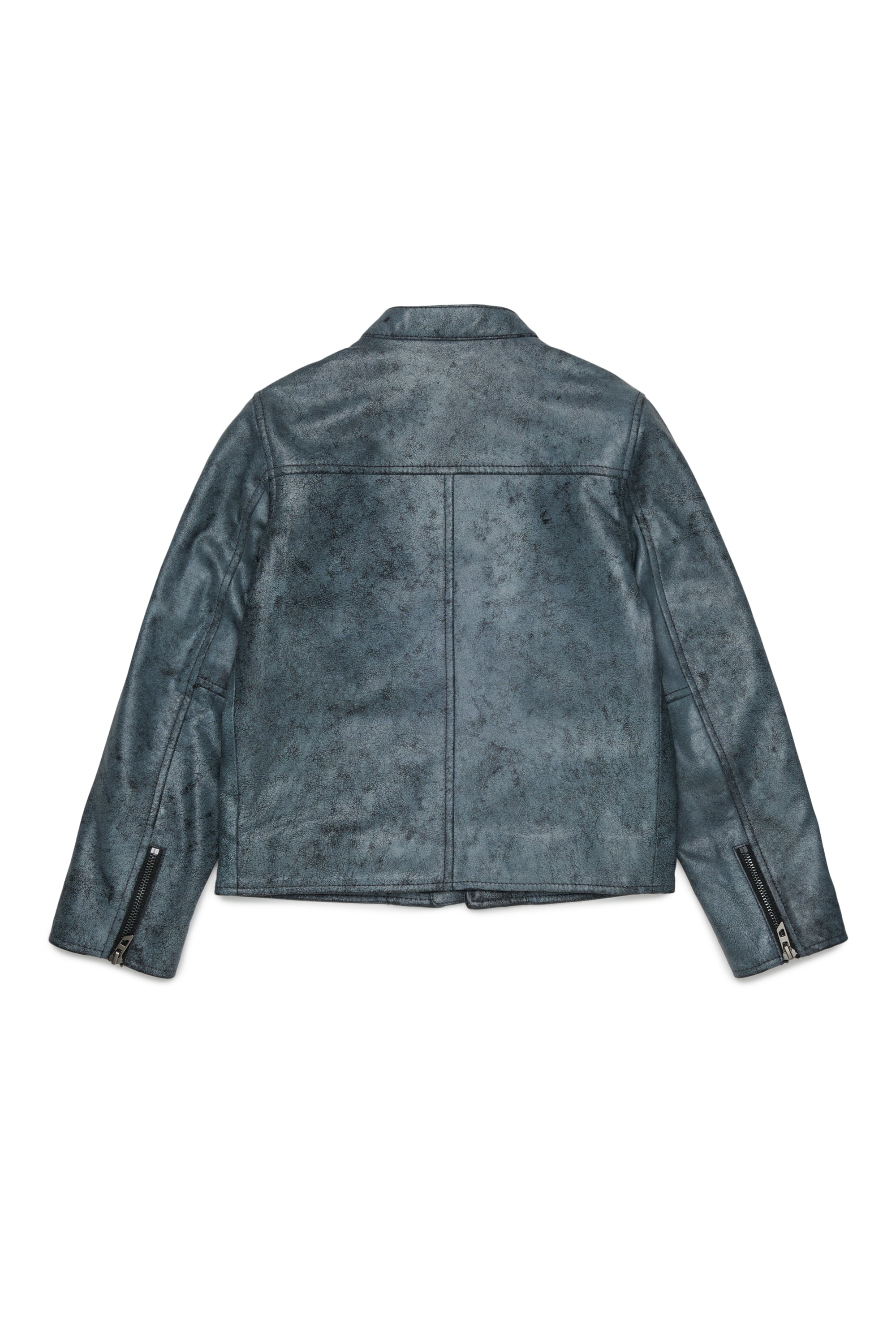 Diesel - JLEVERT, Veste biker en cuir avec maxi logo Homme in Noir - 2