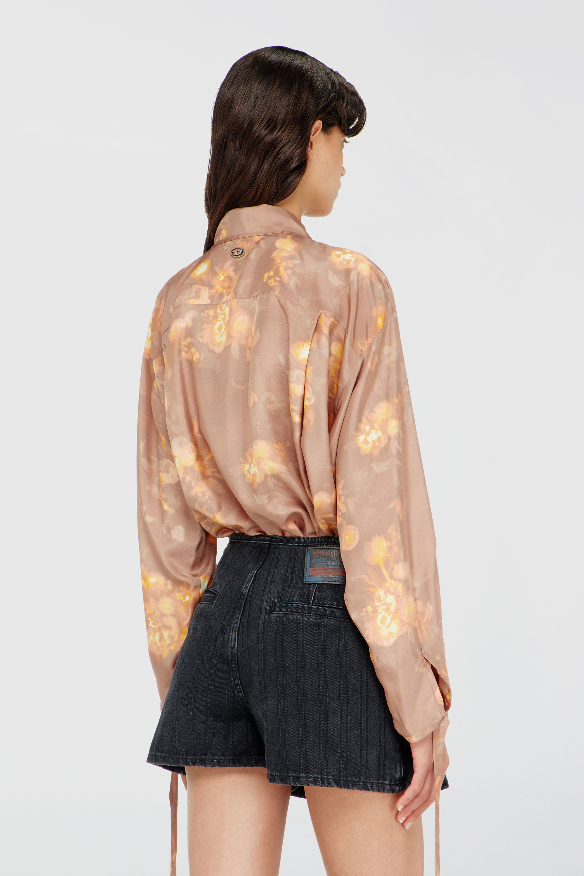 Diesel - C-ALLAS-T1, Camicia in seta habotai a stampa floreale Donna in Marrone - 4