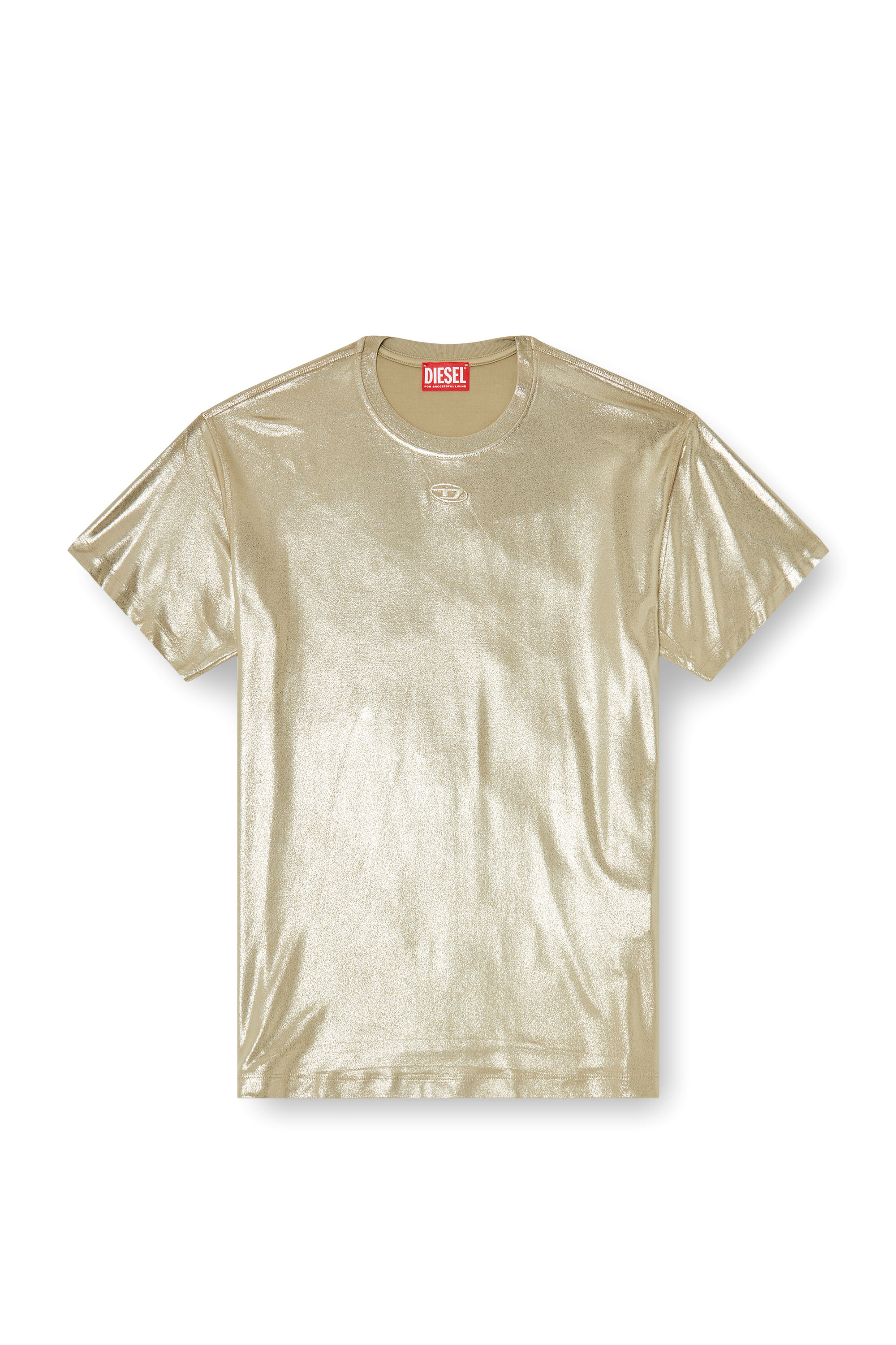 Diesel - T-NORMY-AA2, Damen Jersey-T-Shirt mit Metallic-Finish in Beige - 3