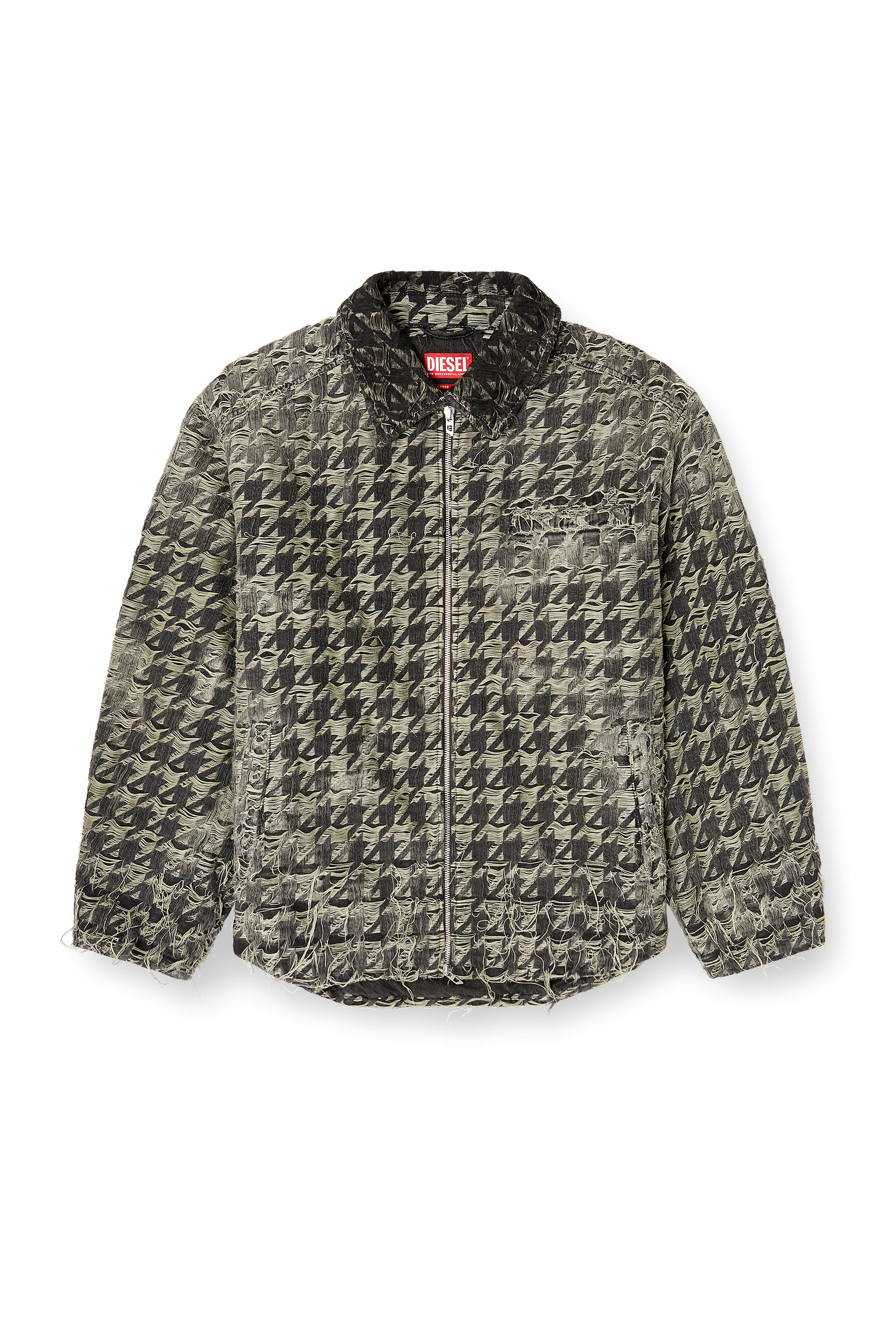 Diesel - D-ELMO-FSH, Herren Jacke aus Jeansgewebe mit Hahnentritt-Muster in Schwarz - 3