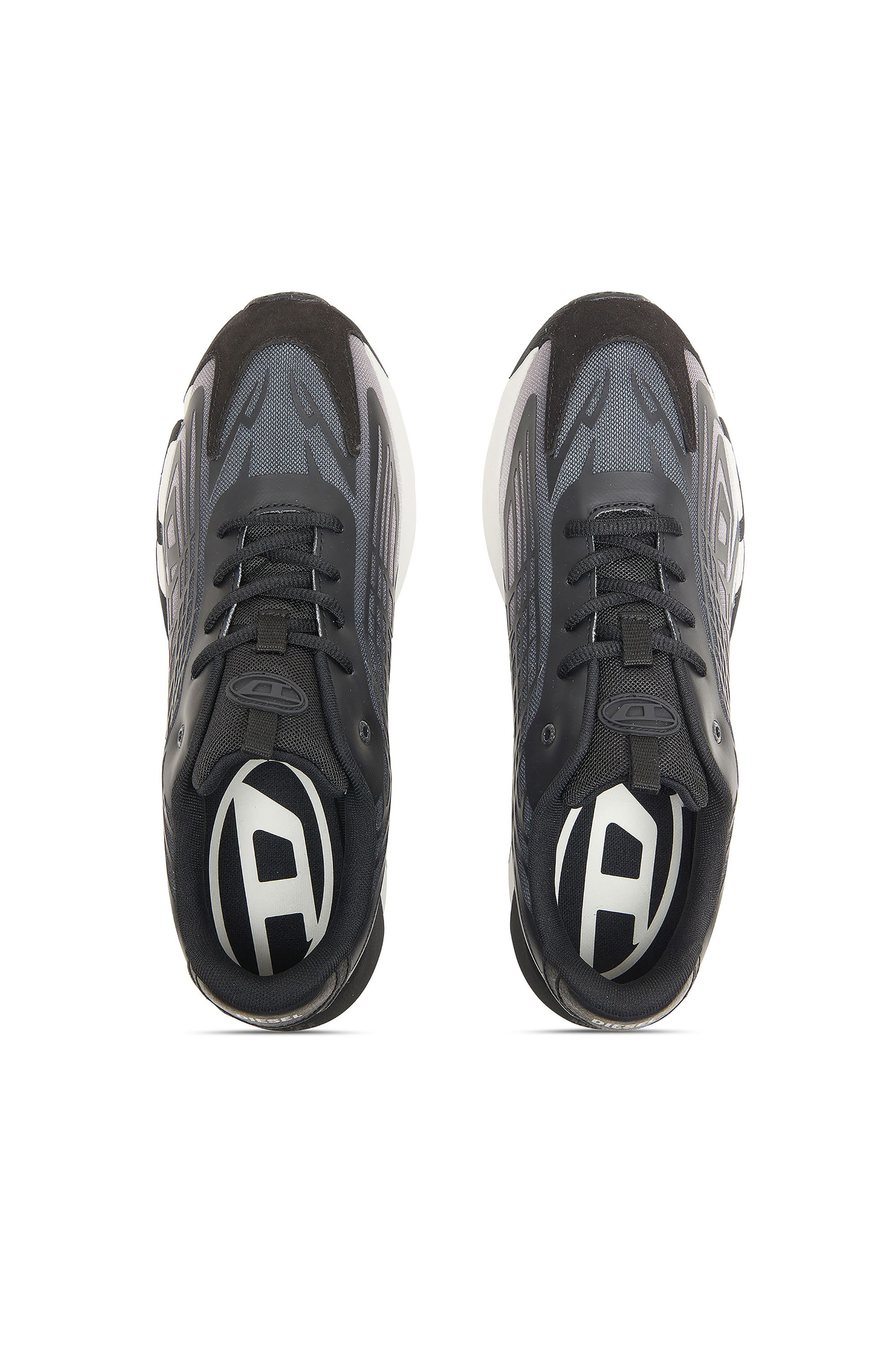 Diesel - S-D-VIT'S 500 LOW, Herren D-Vit-Sneaker aus gestreiftem Dégradé-Mesh in Schwarz/Weiß - 4