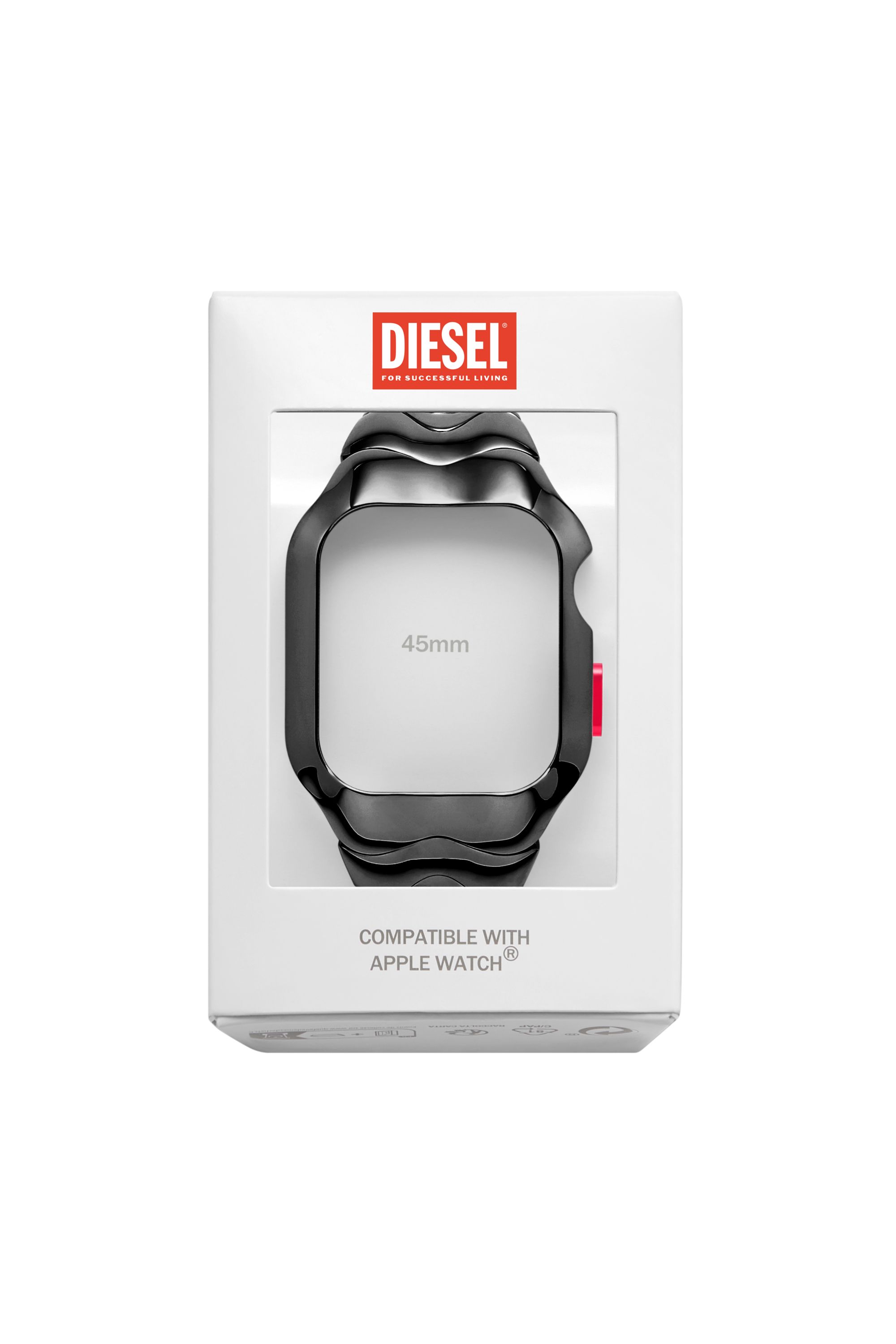 Diesel - DSS0025, Bracelet Unibody en acier inoxydable gris acier pour Apple Watch®, 45 mm Mixte in Noir - 2