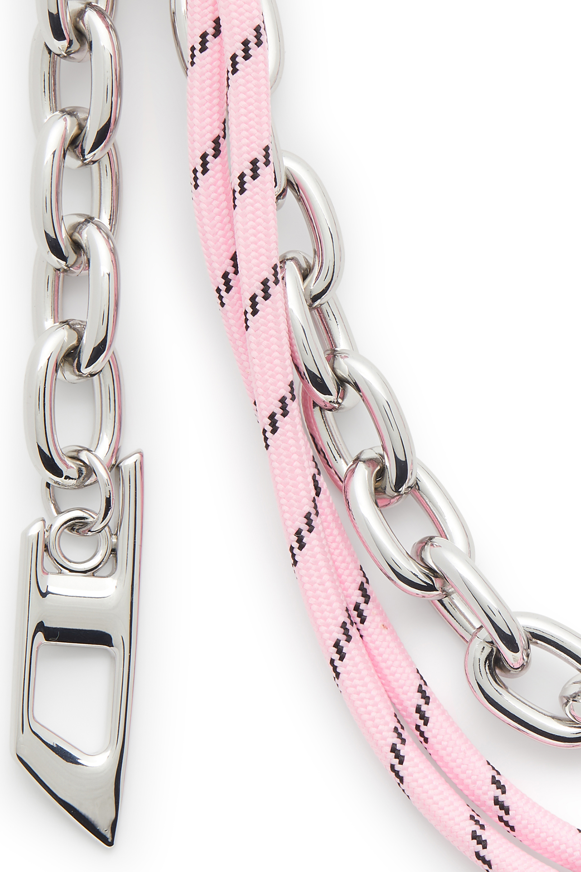 Diesel - CHAIN-D M, Damen Metallanh&auml;nger mit Ketten- und Seildetail in Silber/Rosa - 2