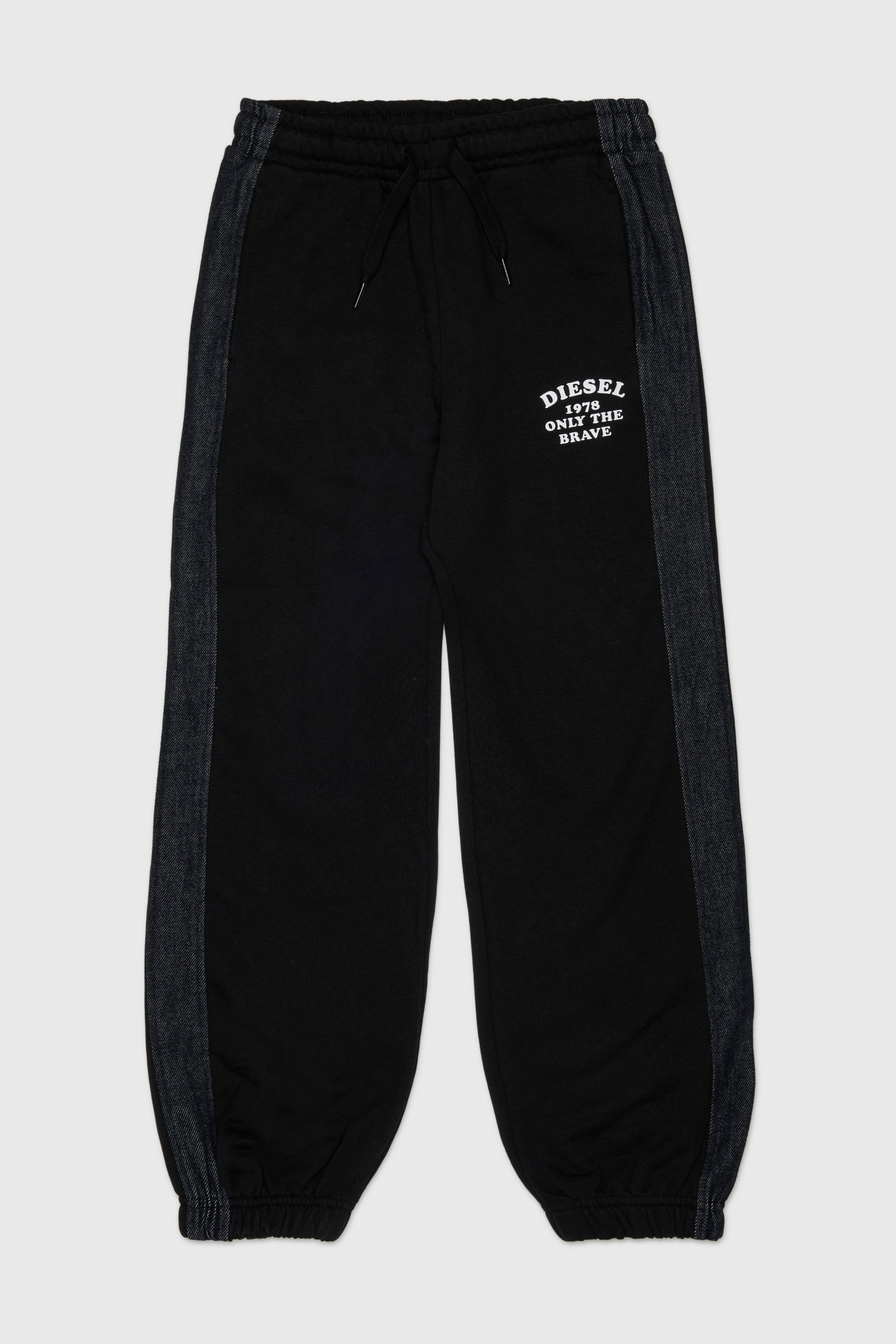 Diesel - PTEAN, Pantaloni da tuta con bande laterali in denim Uomo in Nero - 1