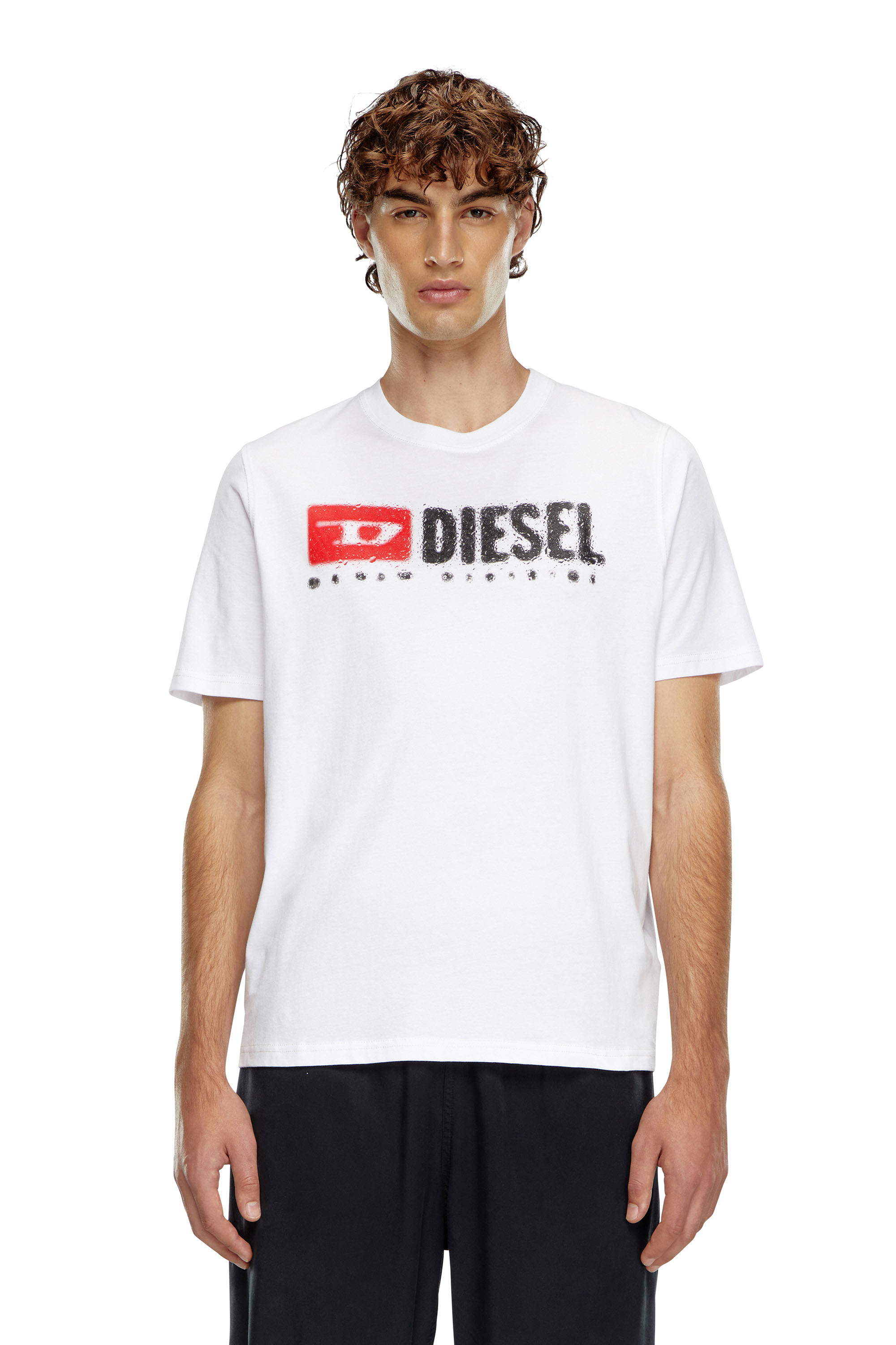 Diesel - T-ADJUST-K14, Man T-shirt with splashed-effect logo in White - Image 1