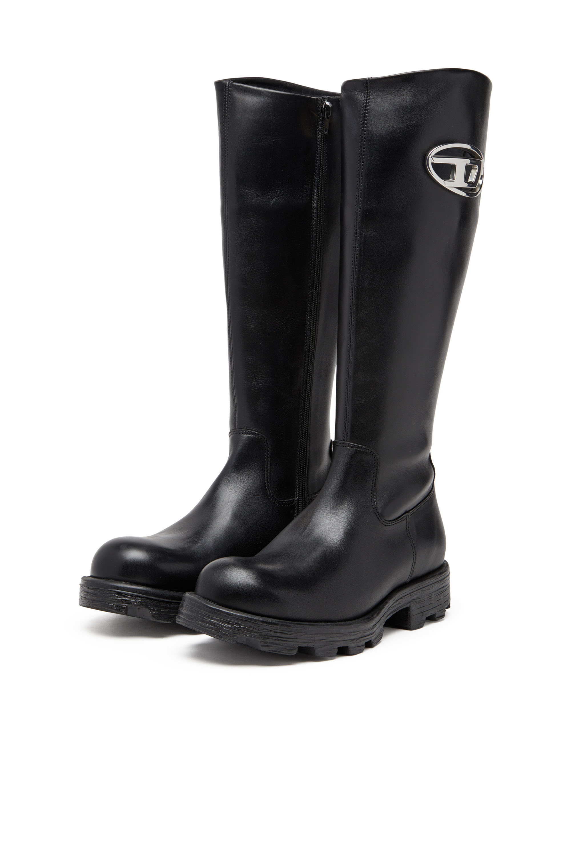 Diesel - D-HAMMER HB D W, D-Hammer-Stivale knee-high in pelle Donna in Nero - 8