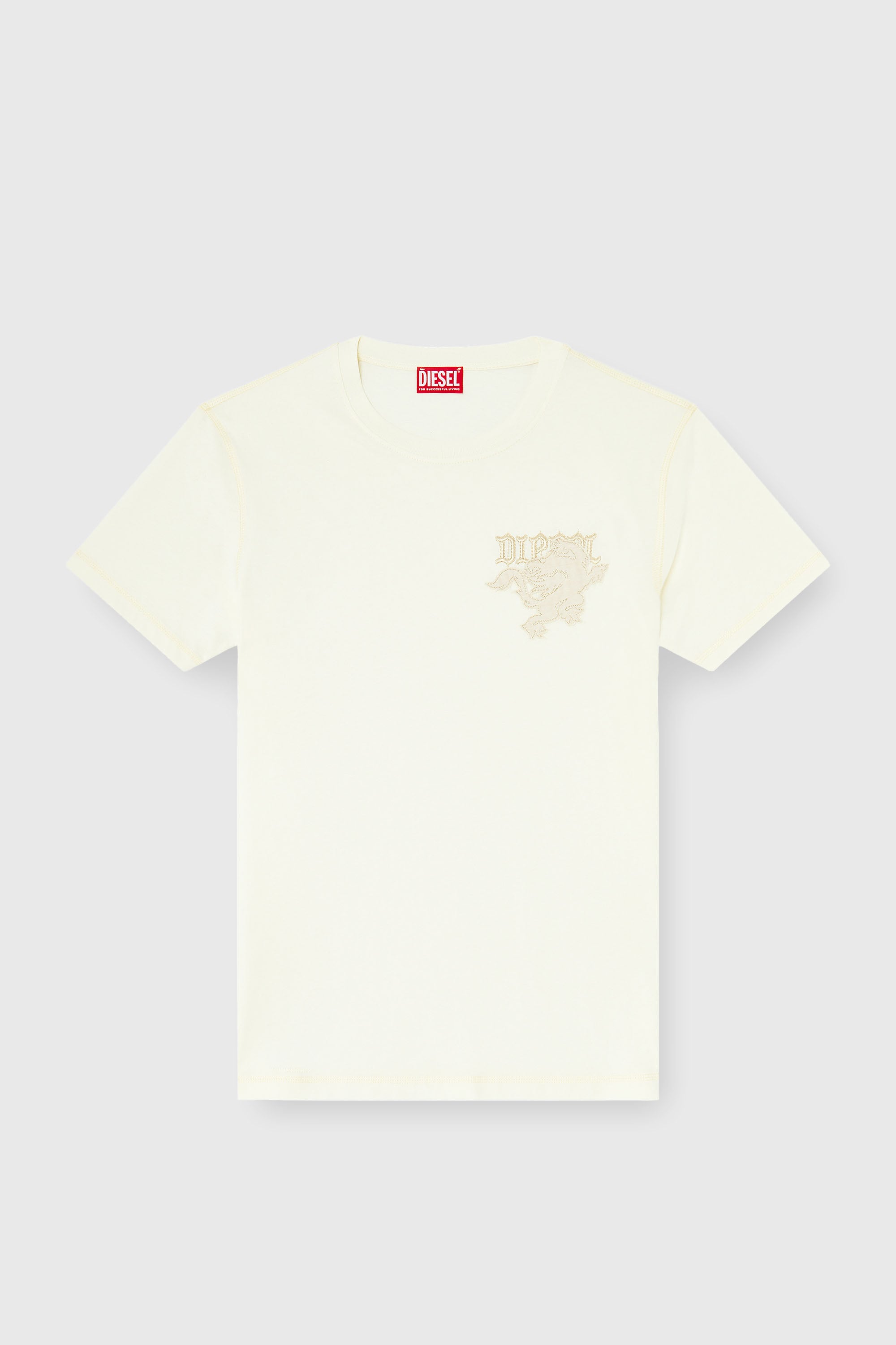 Diesel - T-ADJUST-NOTCH, Herren Regul&auml;res T-Shirt mit besticktem Aufn&auml;her in Wei&szlig; - 2