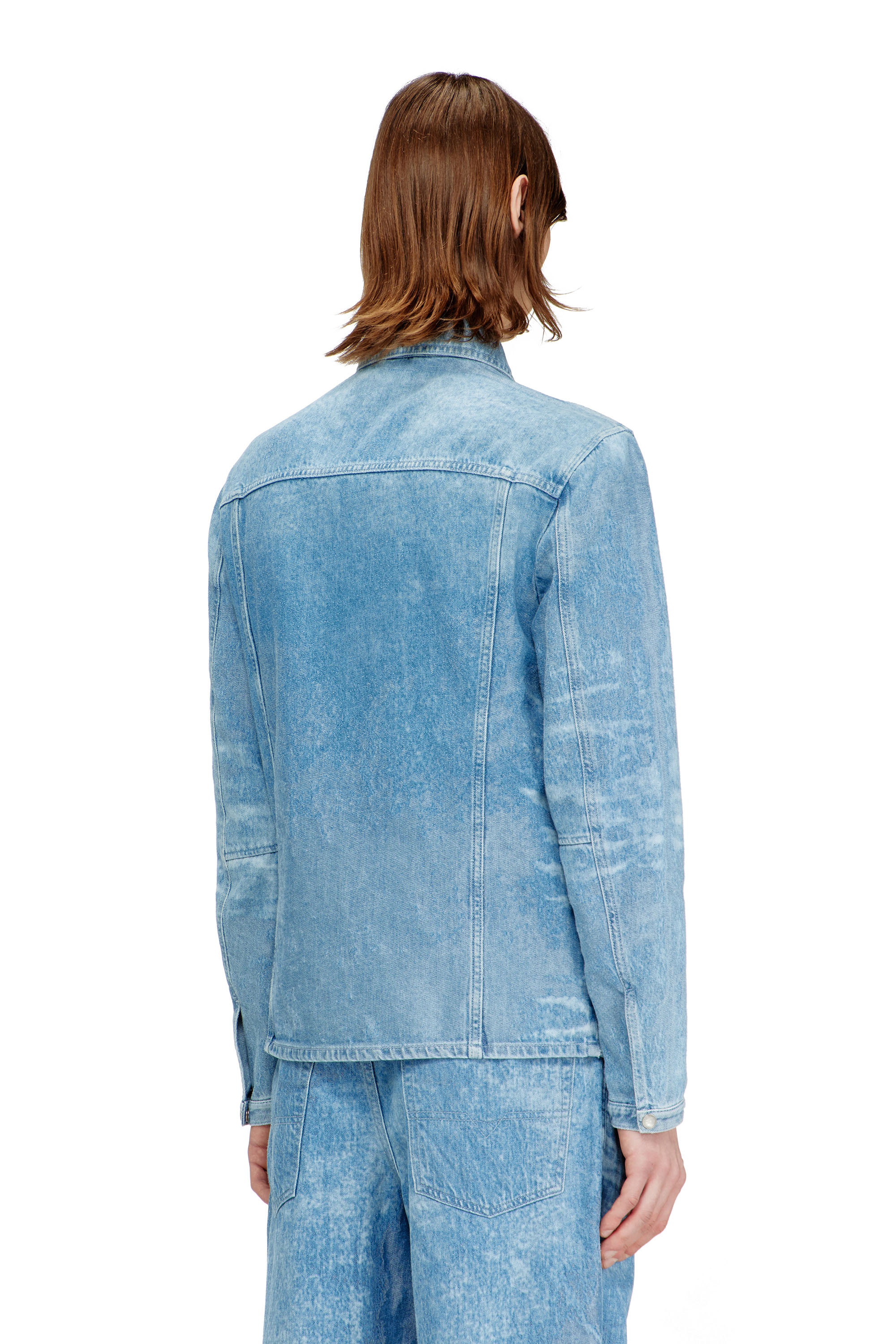 Diesel - D-SERON-FSI, Veste en denim satin&eacute; Homme in Bleu - 4