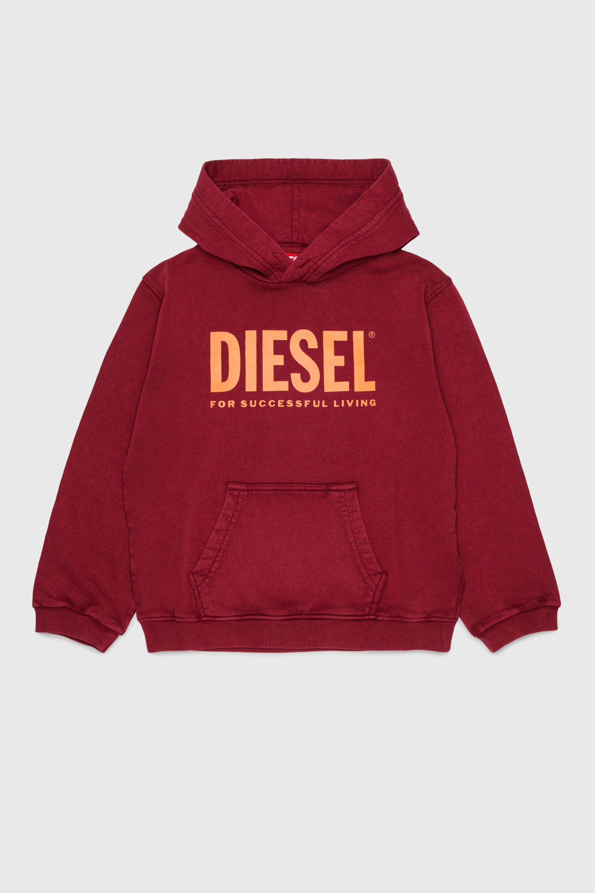 Diesel - STISEL OVER, Sweat &agrave; capuche avec maxi logo imprim&eacute; Homme in Rouge - 1