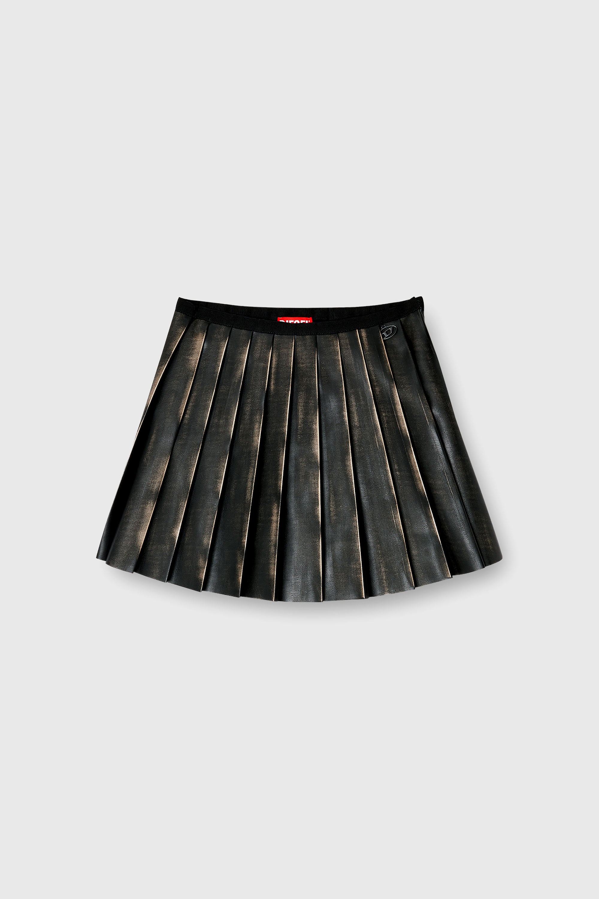 Diesel - O-SAKA-MINI, Minijupe pliss&eacute;e avec effet us&eacute; Femme in Marron - 2