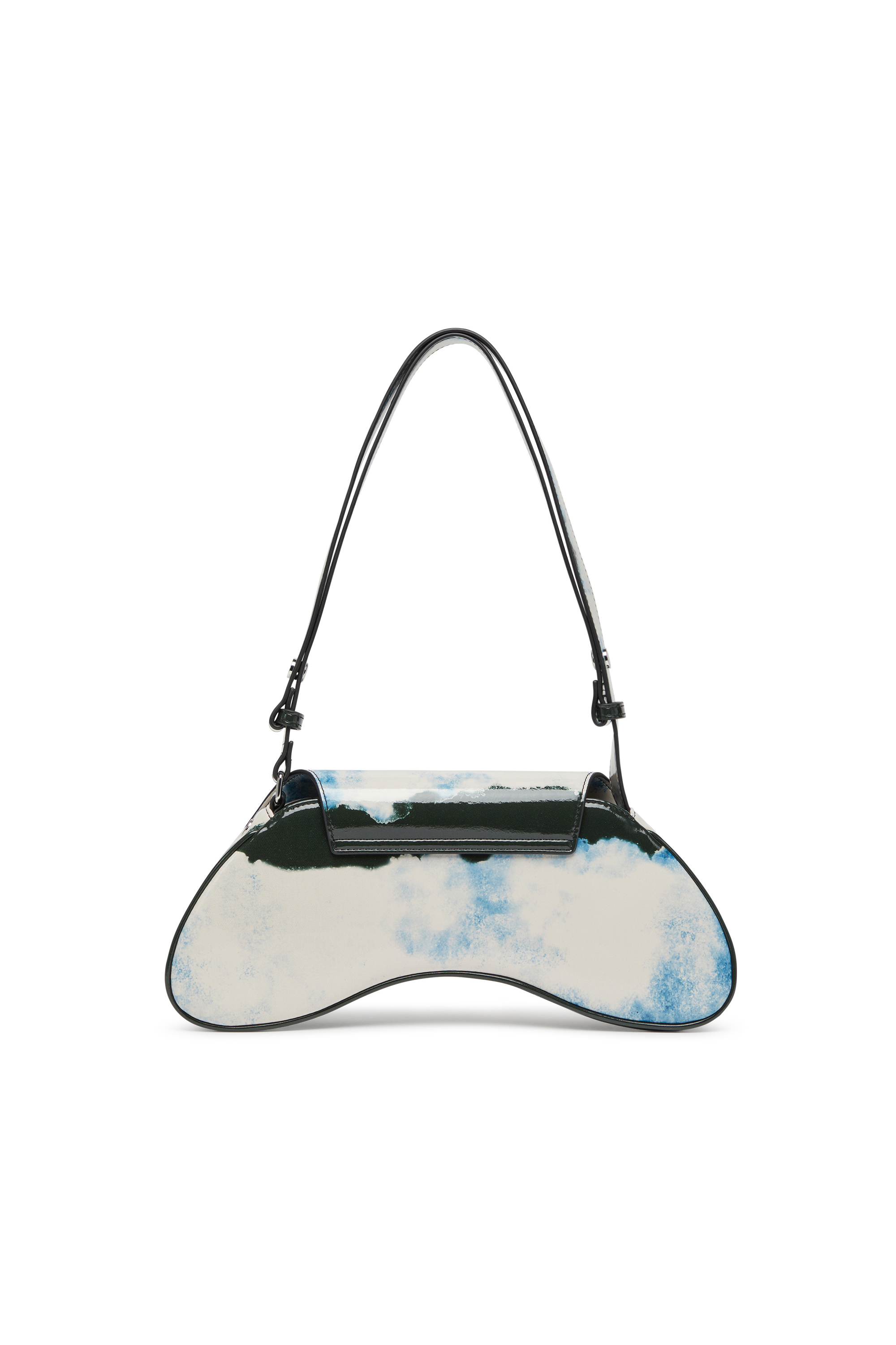Diesel - PLAY CROSSBODY, Damen Play-Schultertasche mit glänzendem PU-Print in Weiss/Schwarz - 2
