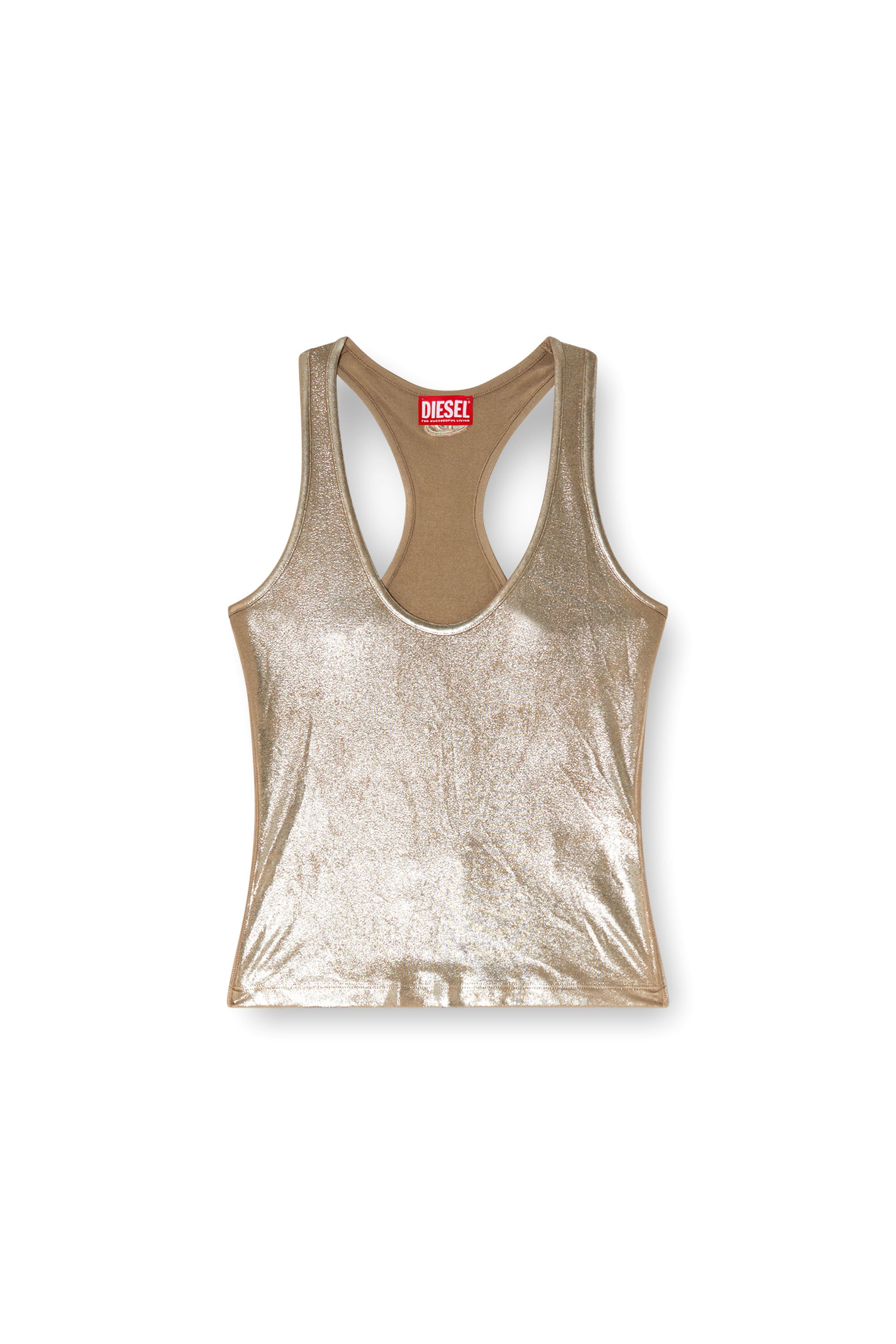 Diesel - T-AMA, Tank top metallizzato Donna in Beige - 3