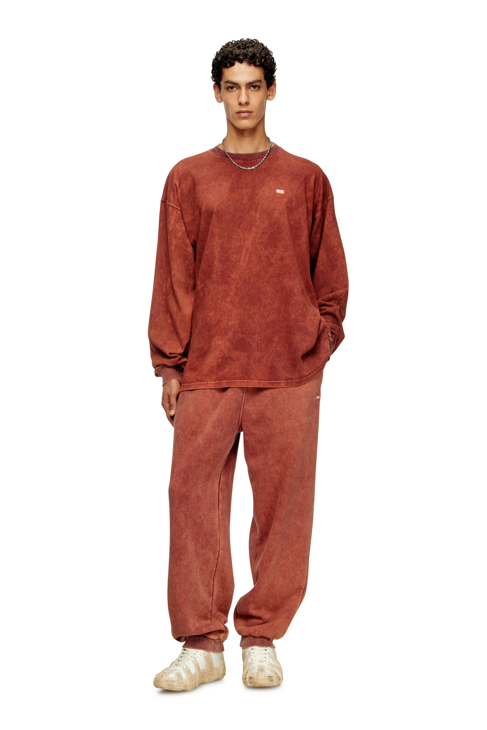 Diesel - T-BOXT-LS-T3, T-shirt en coton à manches longues Homme in Marron - 2