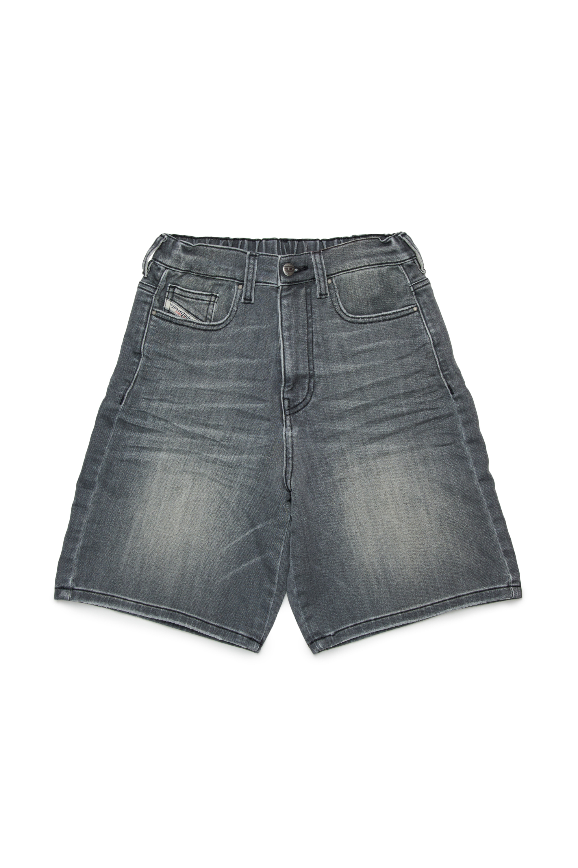 Diesel - PROXI JJJ, Herren JoggJeans-Shorts mit eingetragener Waschung in Schwarz/Dunkelgrau - 1
