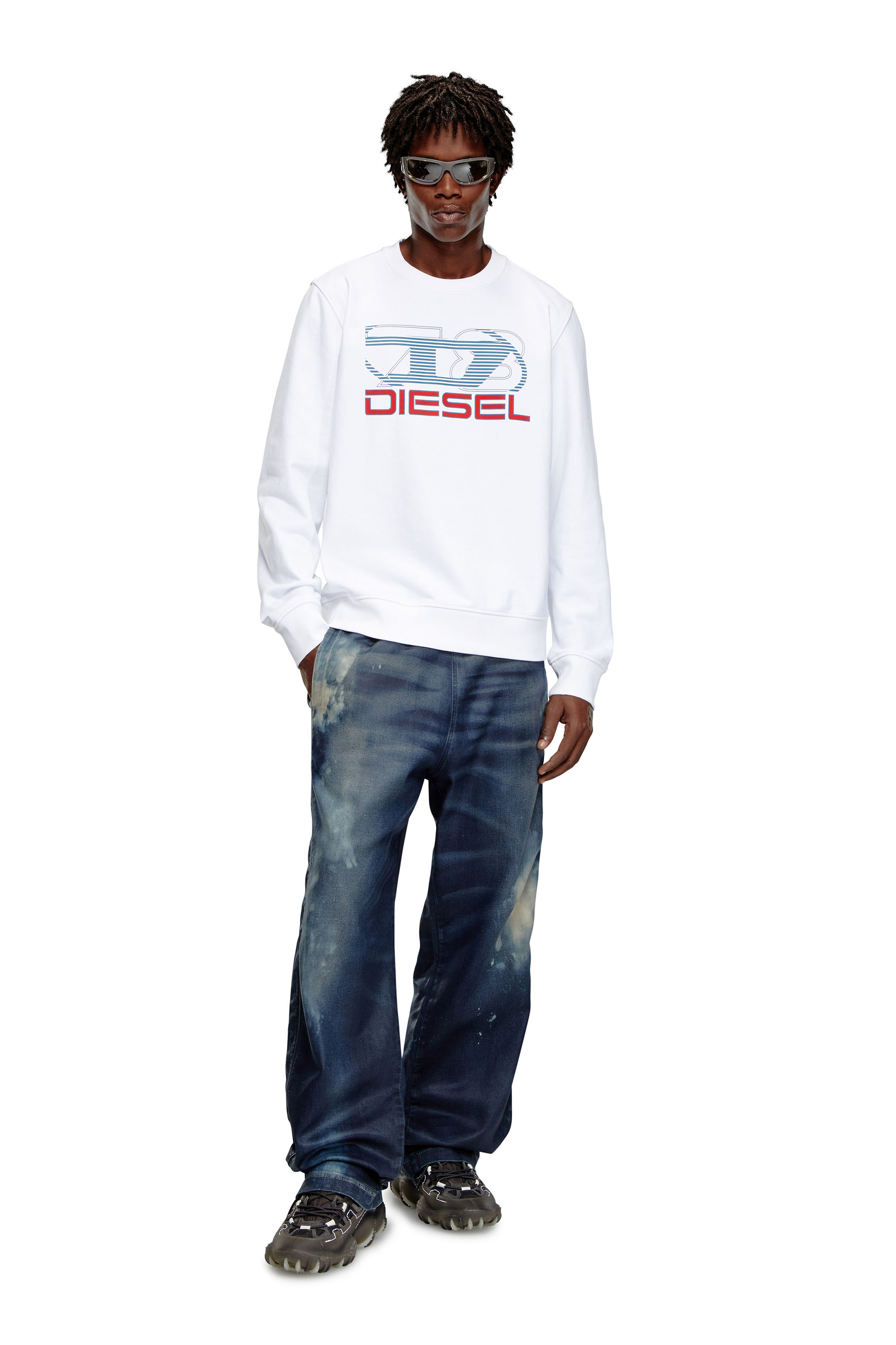 Diesel - S-GINN-K43, Herren Sweatshirt mit Logo-Print in Weiss - Image 2