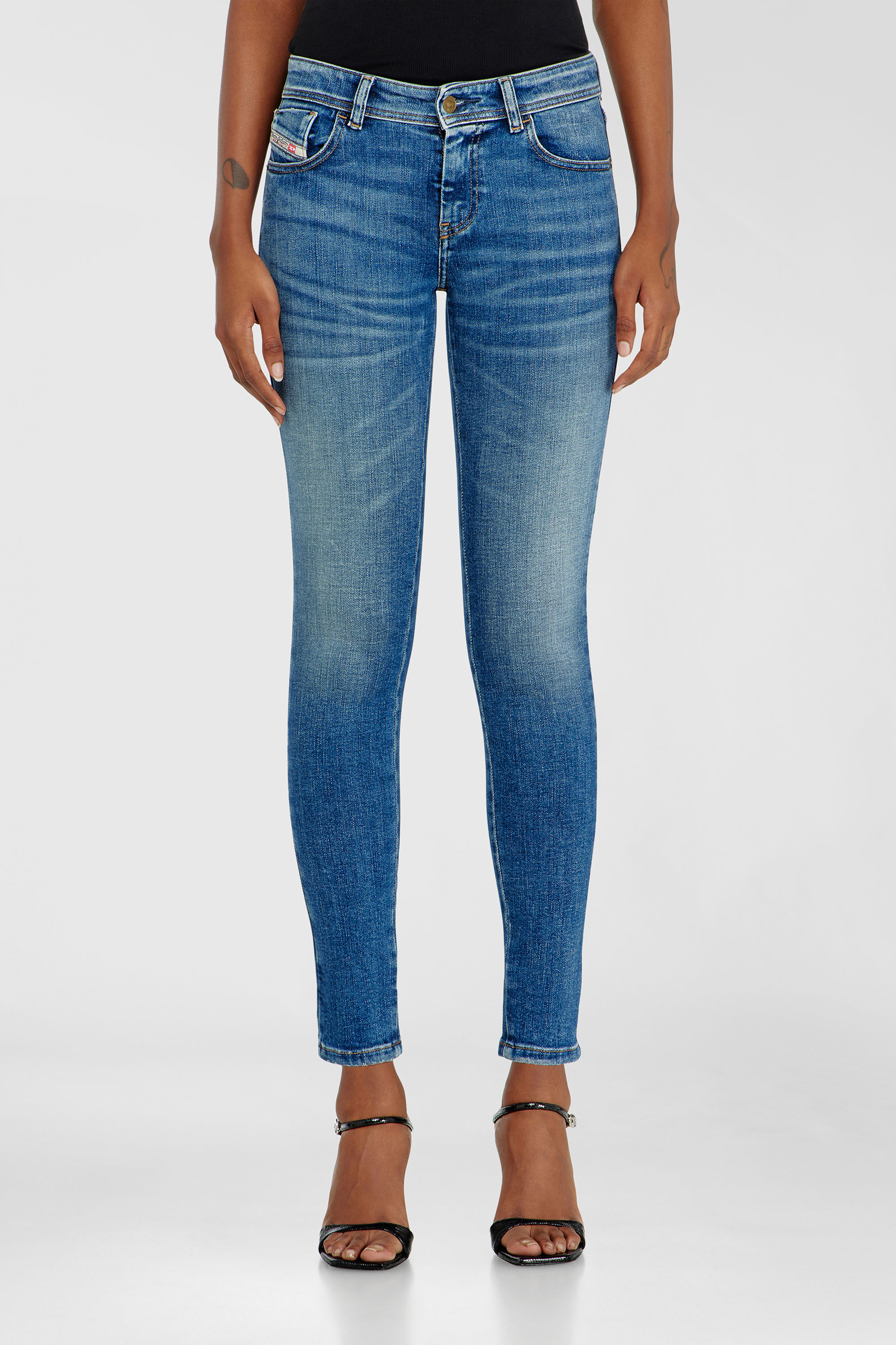 Diesel - Damen Skinny Jeans 2017 Slandy 09P71, Mittelblau - 1