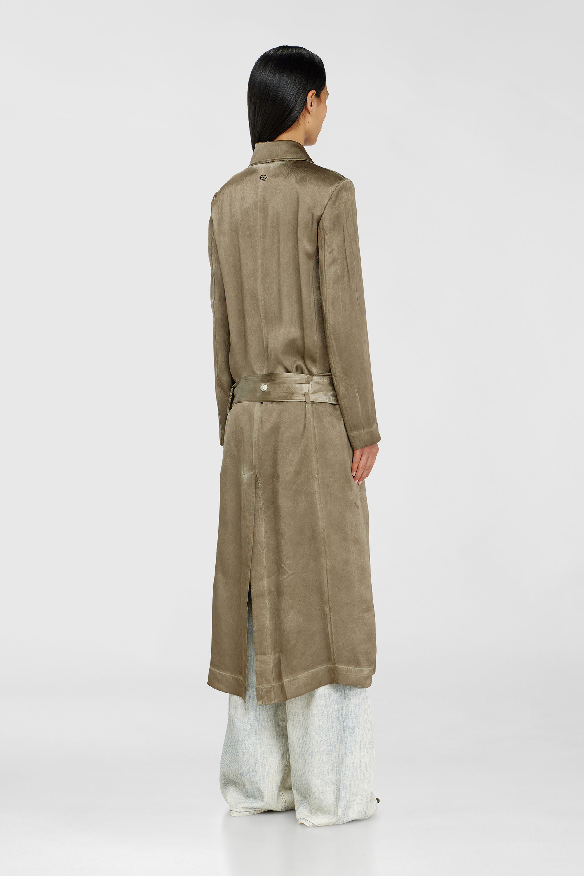 Diesel - G-LADES, Damen Trenchcoat aus geknittertem Satin in Hellbraun - 4