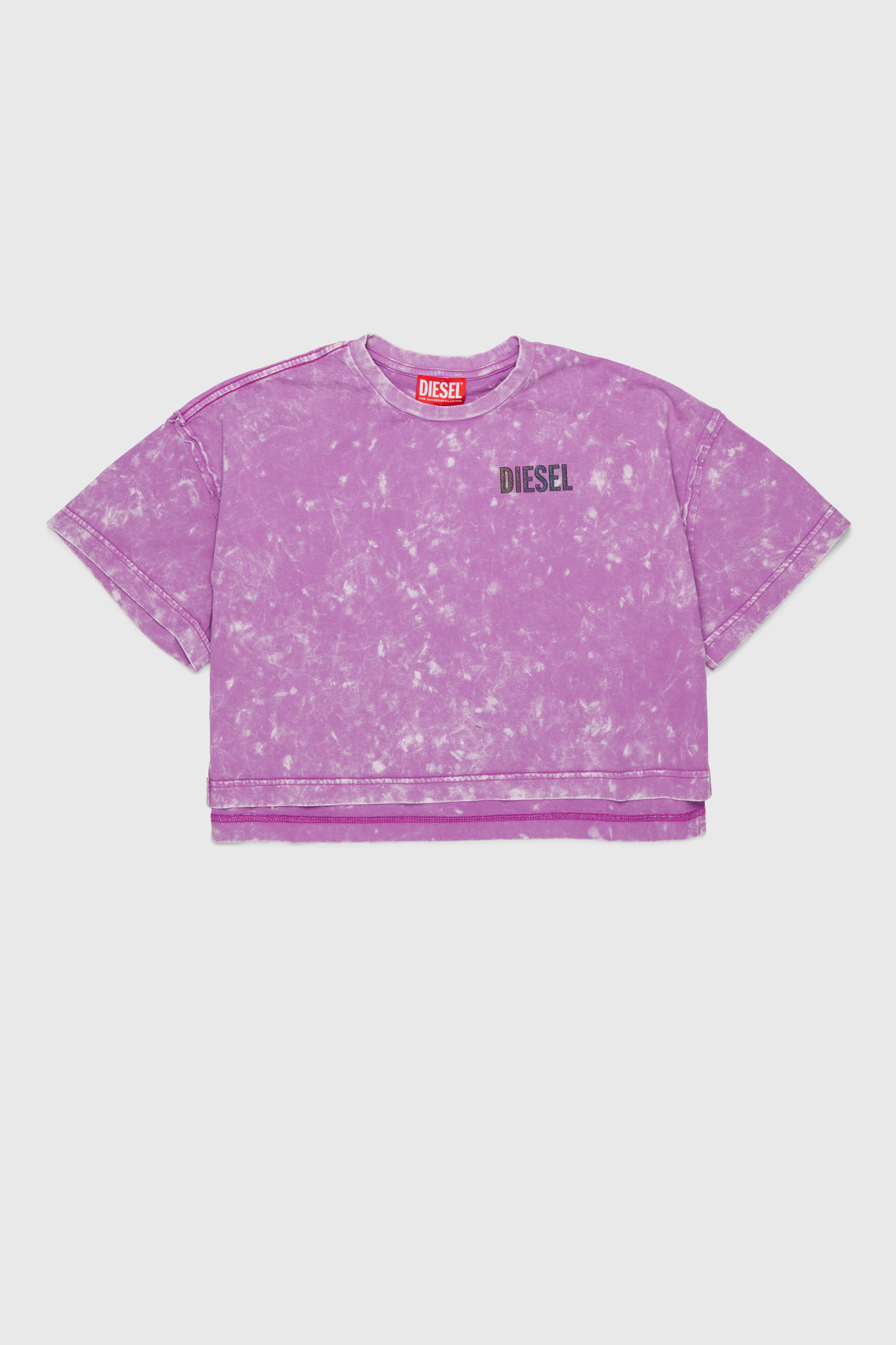 Diesel - TLOXY, T-shirt cropped con effetto tie-dye Donna in Viola - 1