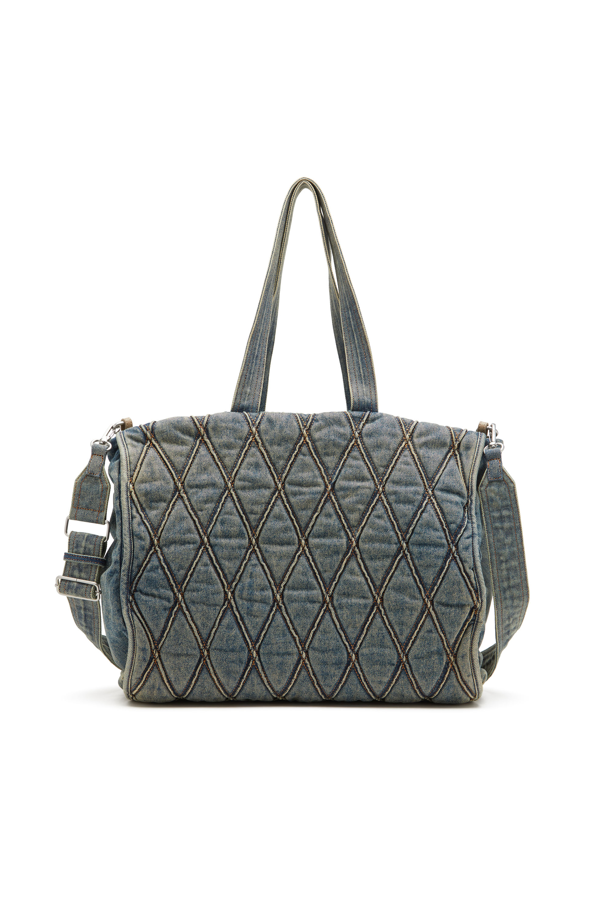 Diesel - CHARM-D SHOPPER, Charm-D-Sac tote en denim matelassé Argyle Femme in Bleu - 2