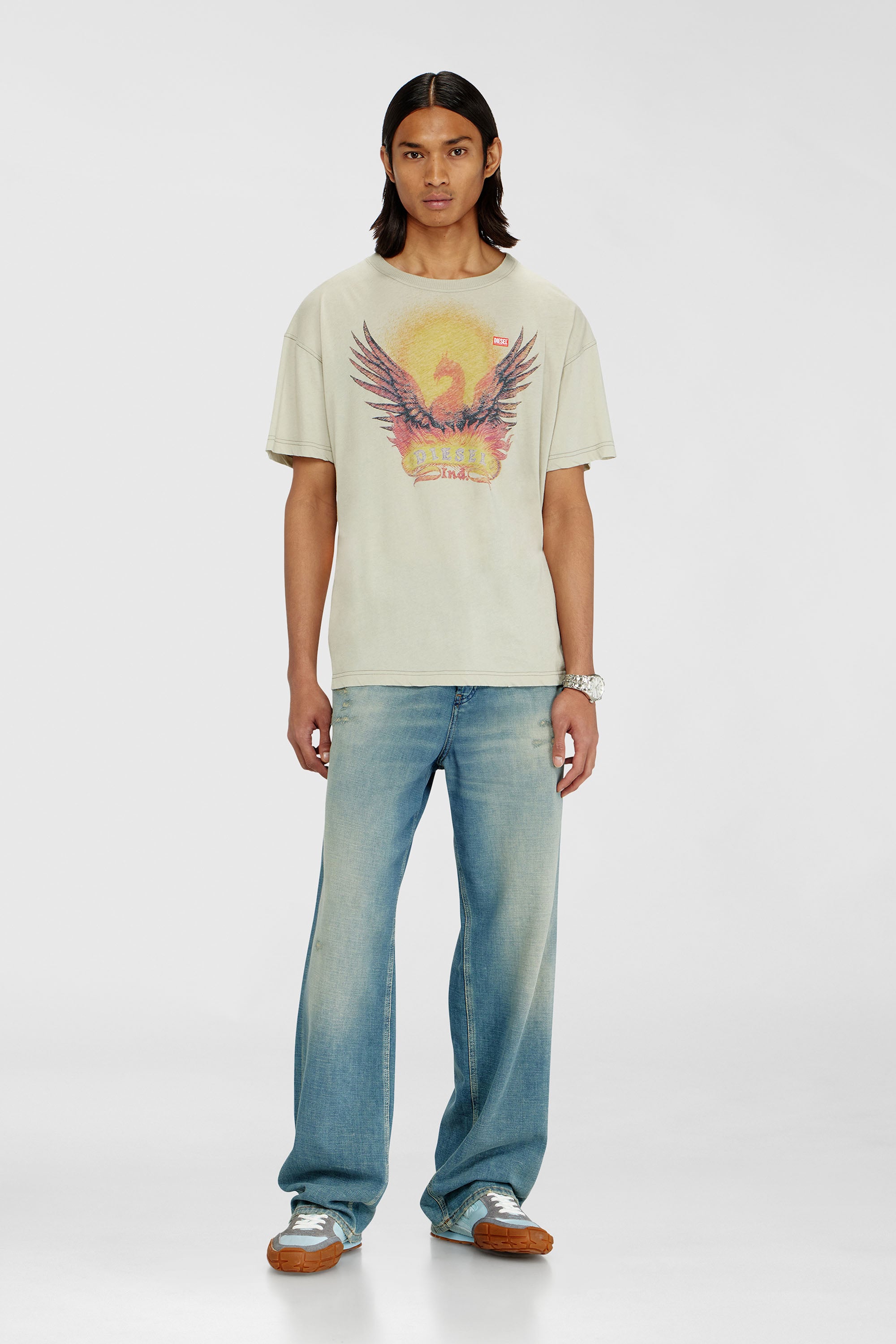 Diesel - T-NORM-AA1, T-shirt regular con stampa Phoenix Uomo in Beige - 2