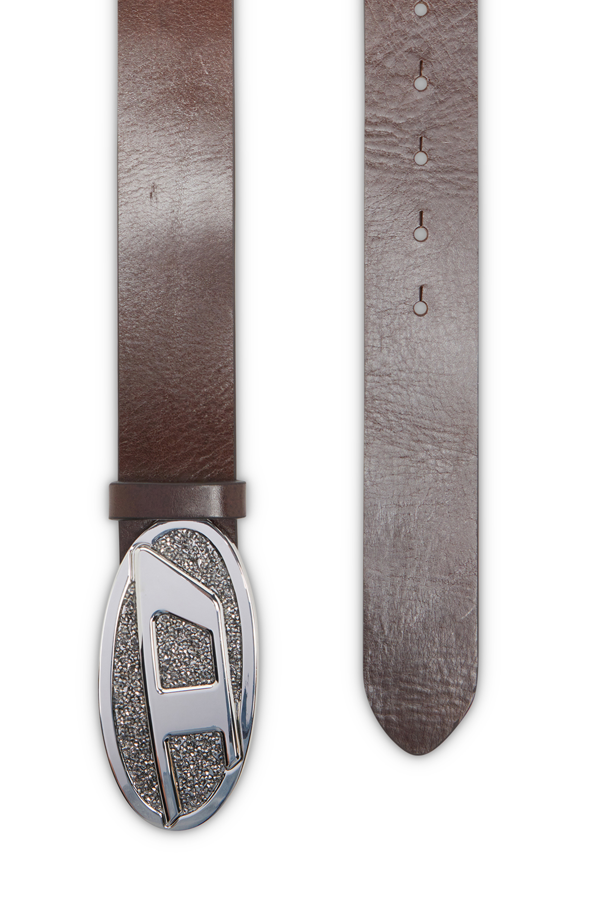 B-1DR 2.0 FULL ROCKS, Braun Diesel - B-1DR 2.0 FULL ROCKS, Damen 4 cm breiter Gürtel aus Leder mit Strass-Oval D-Schnalle in Braun - 2