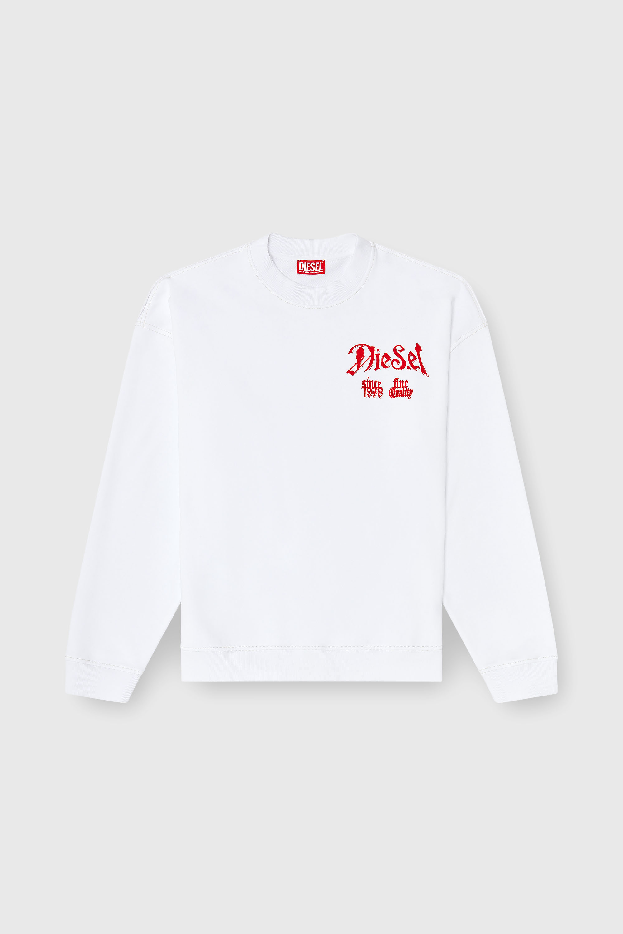 Diesel - S-BOXT-AA2, Sweat-shirt en coton avec motifs floqu&eacute;s Homme in Blanc - 2