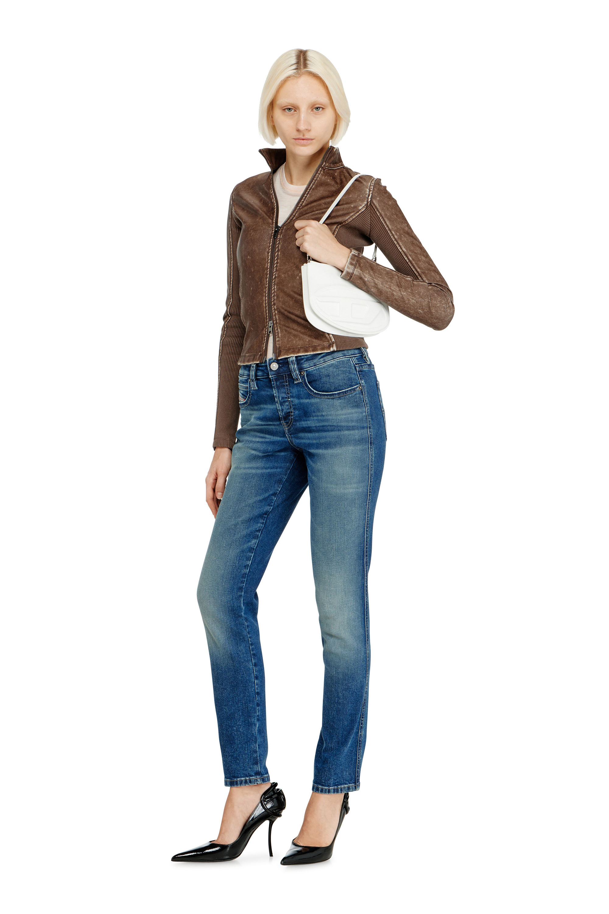 Diesel - 1DR TWIN, 1DR Twin-Borsa a spalla con due tasche in pelle stampata Donna in Bianco - 1