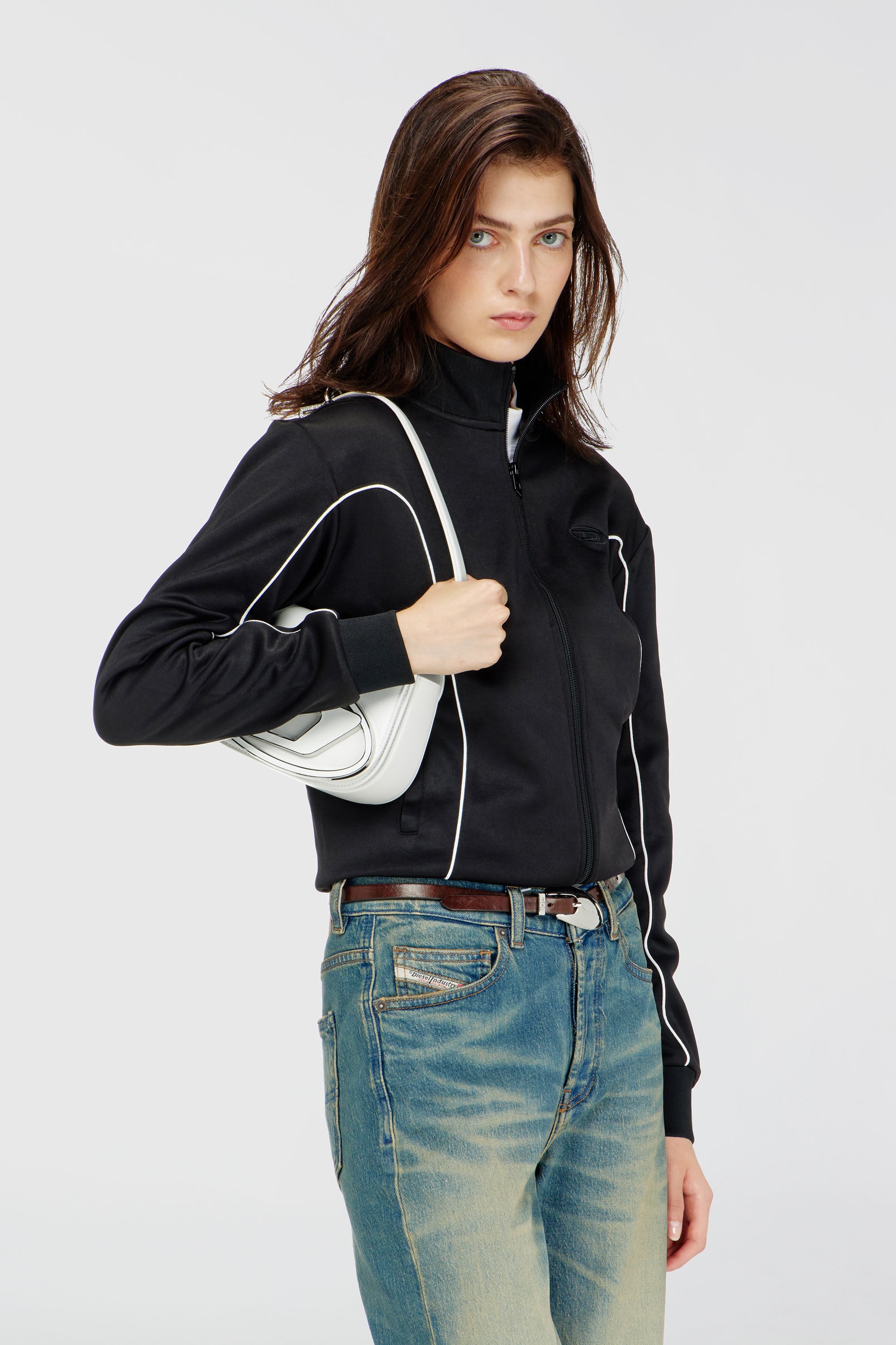 Diesel - F-LOCKING-OD, Felpa-giacca con profili a contrasto Donna in Multicolor - 1