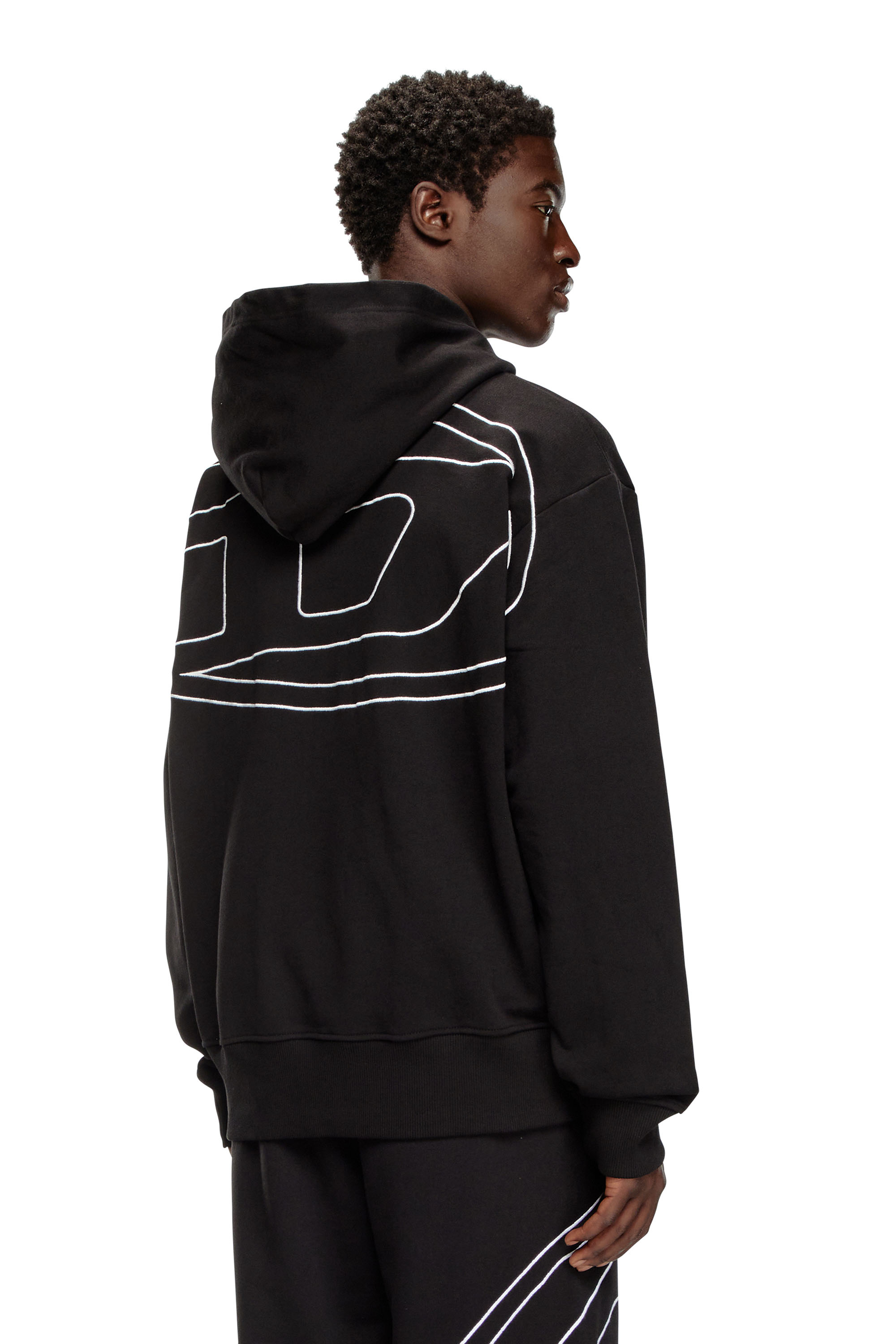 Diesel - S-MACS-HOOD-MEGOVAL-D, Hoodie con ricamo logo Uomo in Nero - 3