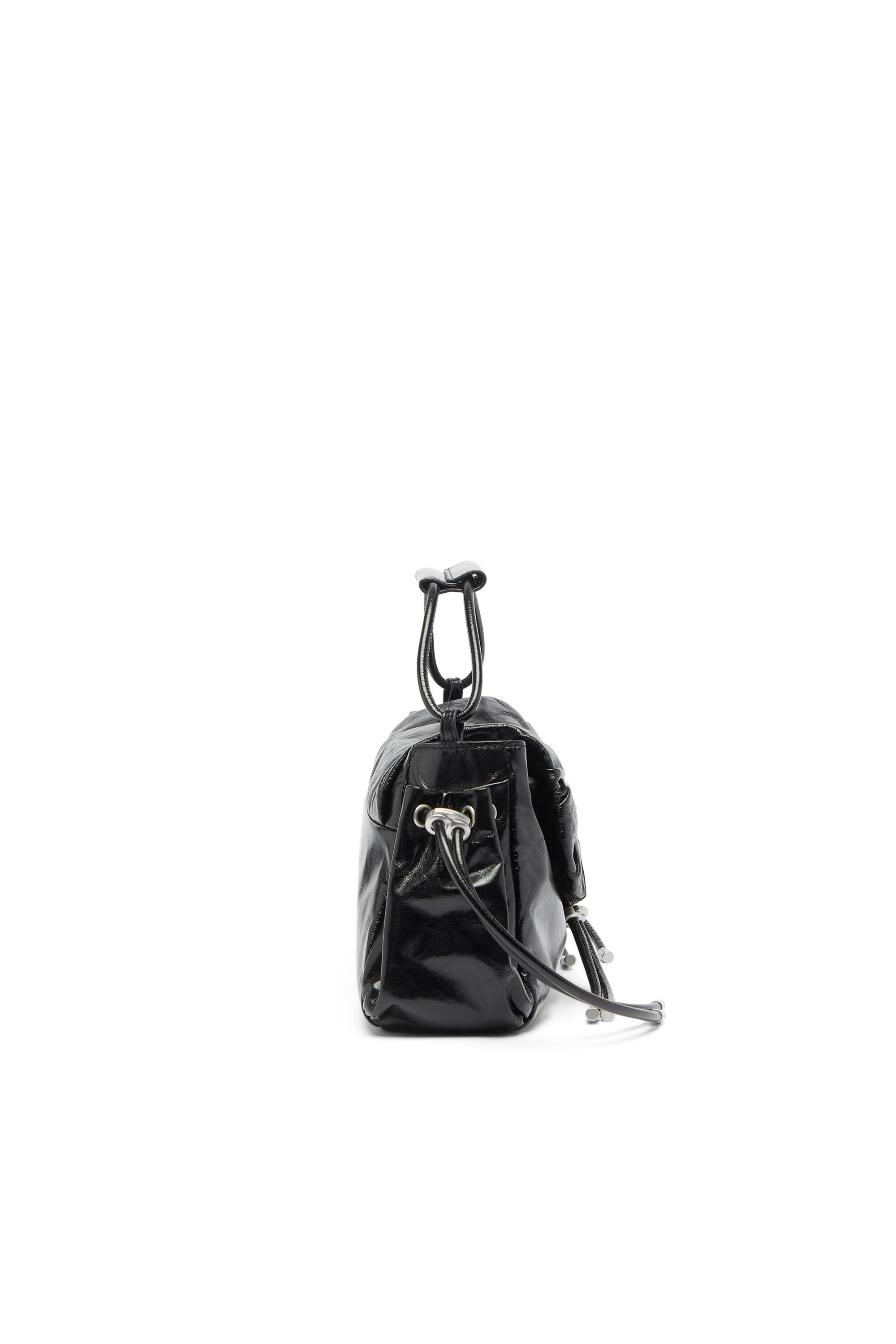 Diesel - SCRUNCH-D TOP HANDLE, Scrunch-D - Sac &agrave; poign&eacute;e en cuir brillant froiss&eacute; Femme in Noir - 4