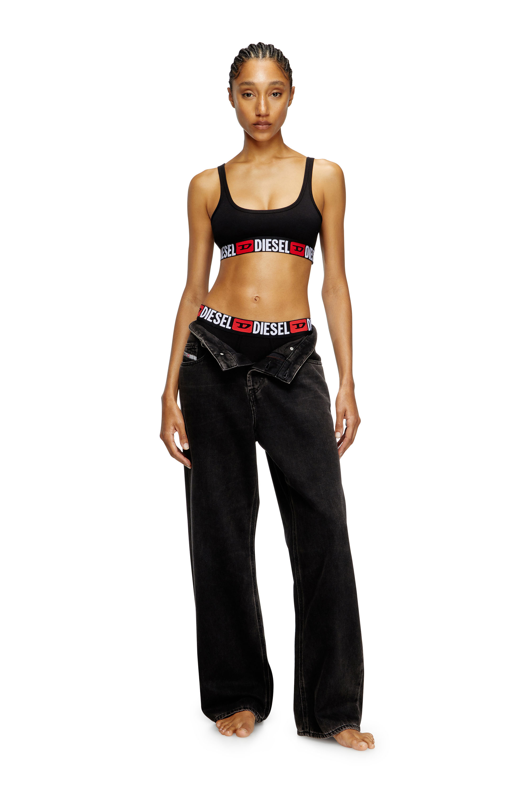 Diesel - UFSB-ORIBA, Bralette con fascia logata Donna in Nero - 2