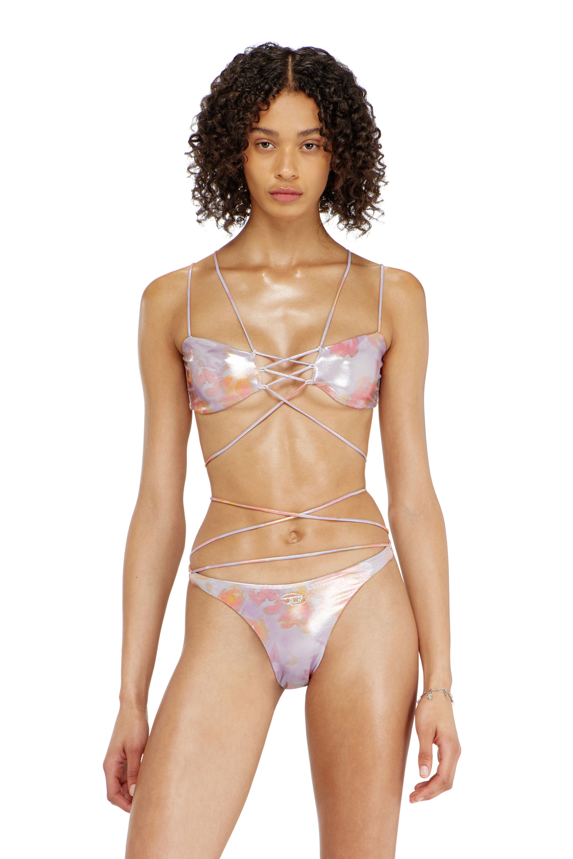 Diesel - NADINE-UTLT, Bikini con spalline metalliche e stampa floreale Donna in ToBeDefined - 1