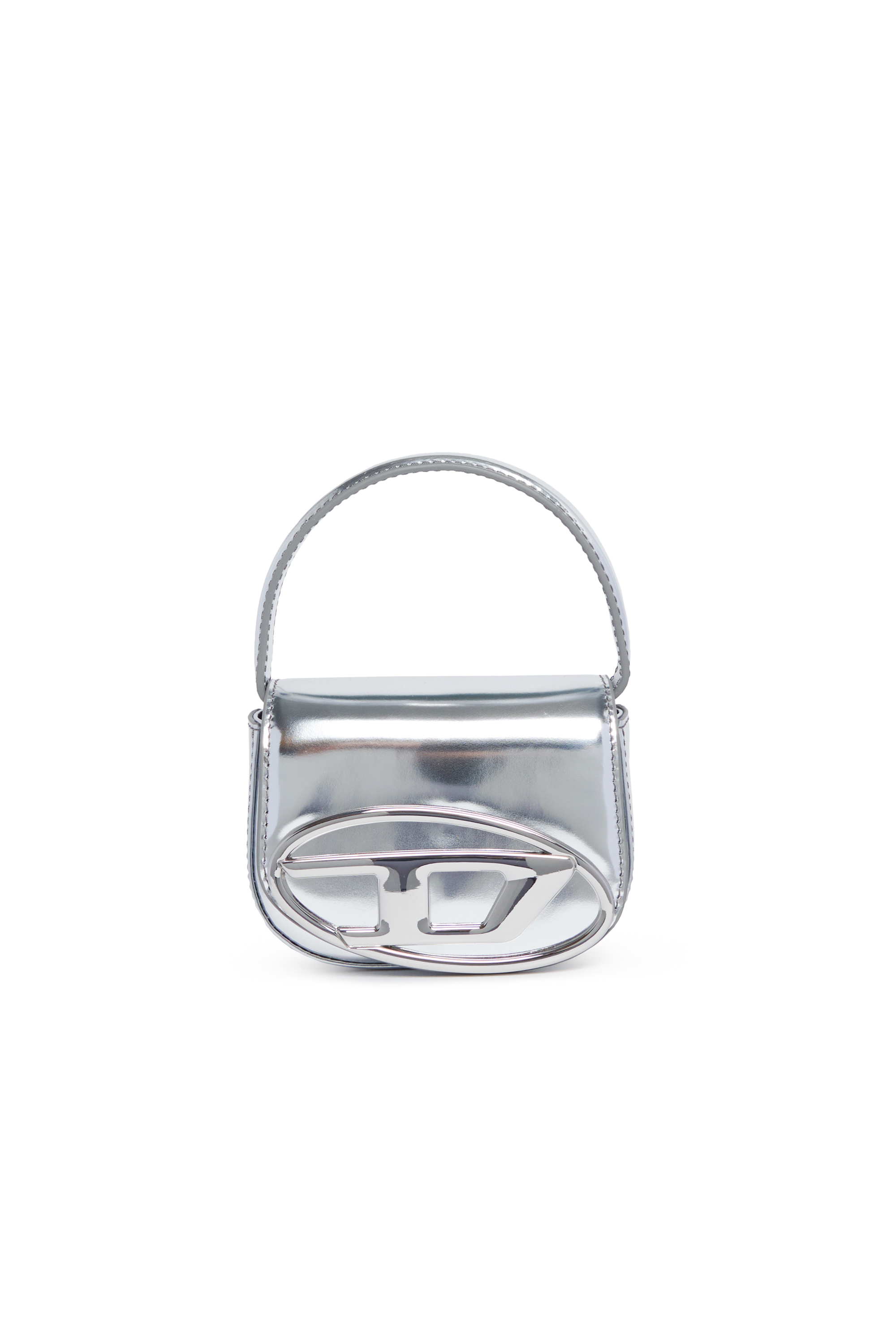 Diesel - 1DR XS, Damen Ikonische Minitasche aus mattem Metallic-Leder in Silber - Image 1